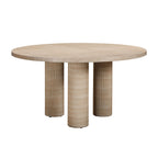 Patti 55 Textured Faux Travertine Indoor / Outdoor Round Dining Table