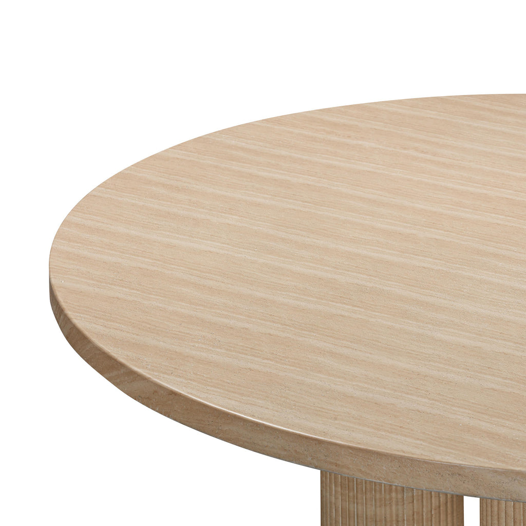 Patti 55 Textured Faux Travertine Indoor / Outdoor Round Dining Table