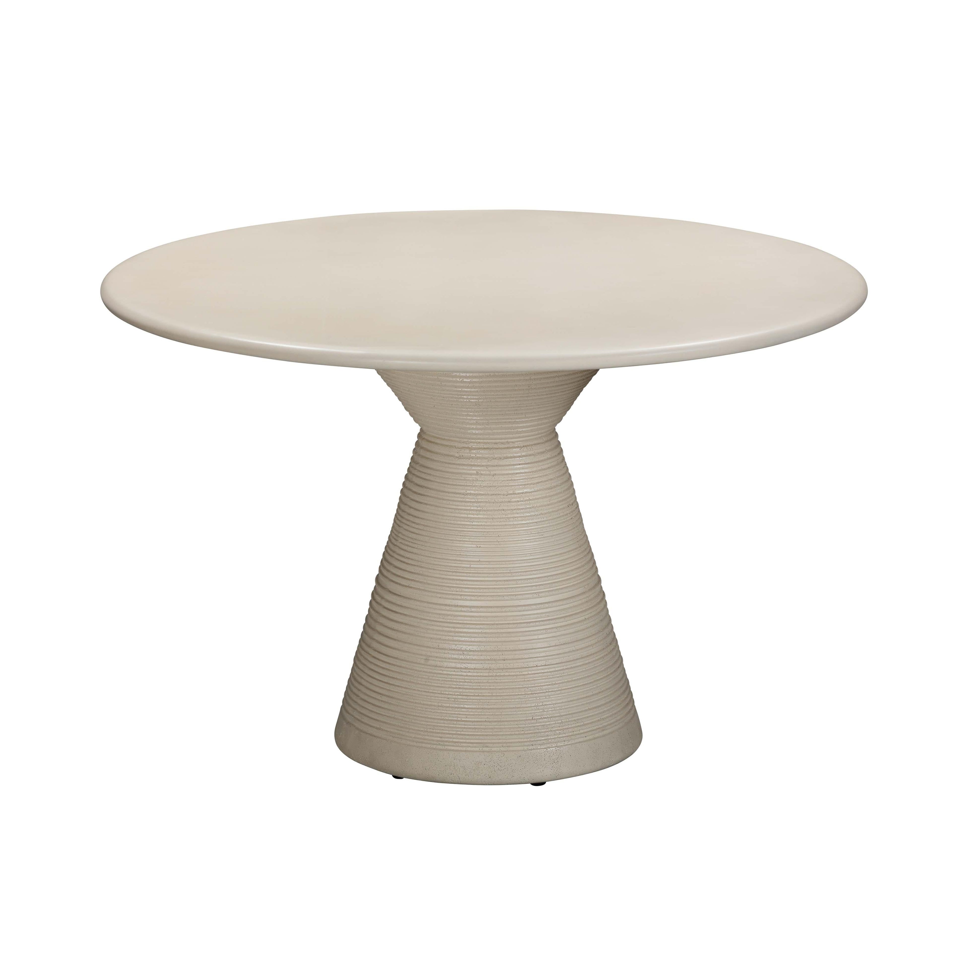 Fern 47 Beige Textured Faux Plaster Concrete Indoor / Outdoor Round Dining Table