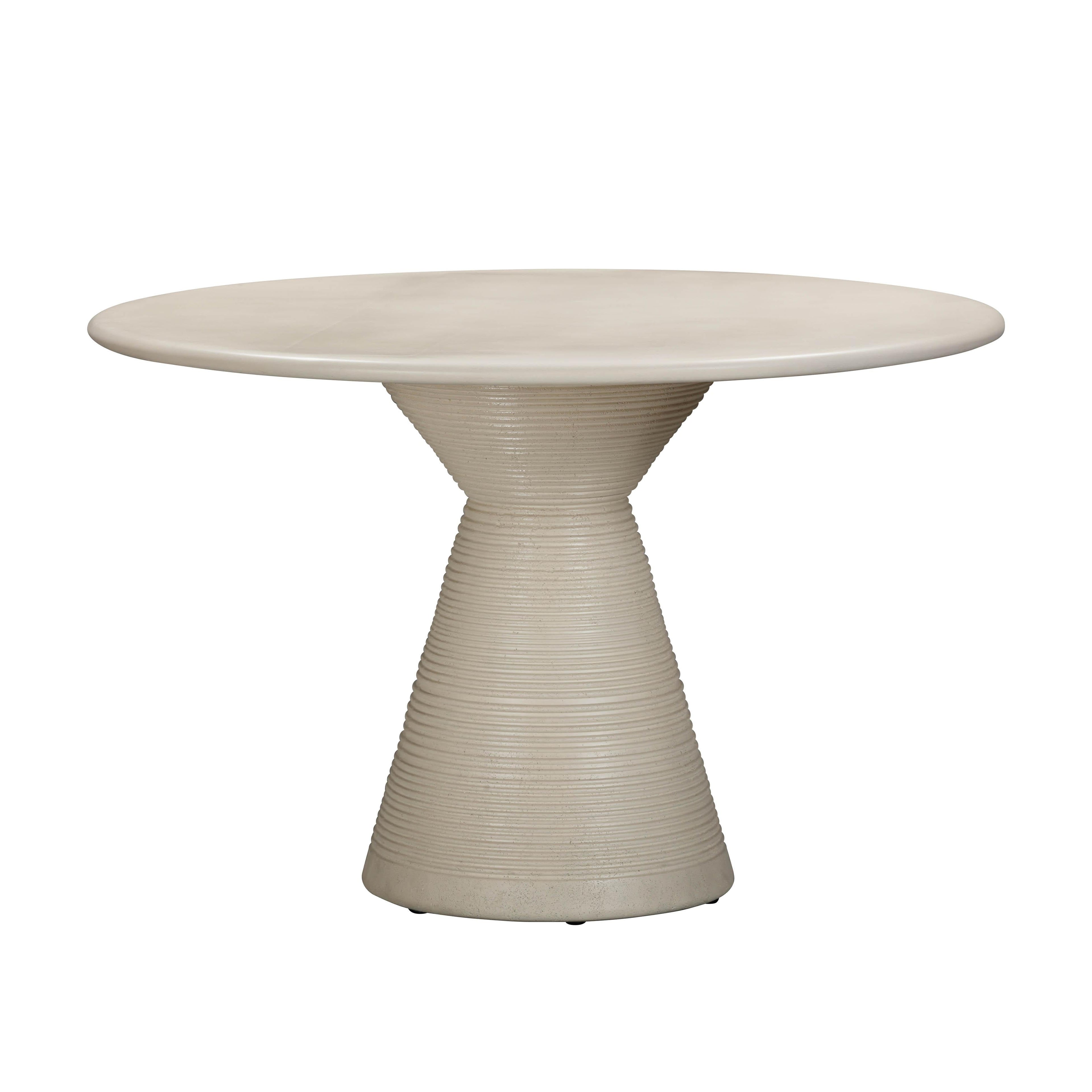 Fern 47 Beige Textured Faux Plaster Concrete Indoor / Outdoor Round Dining Table