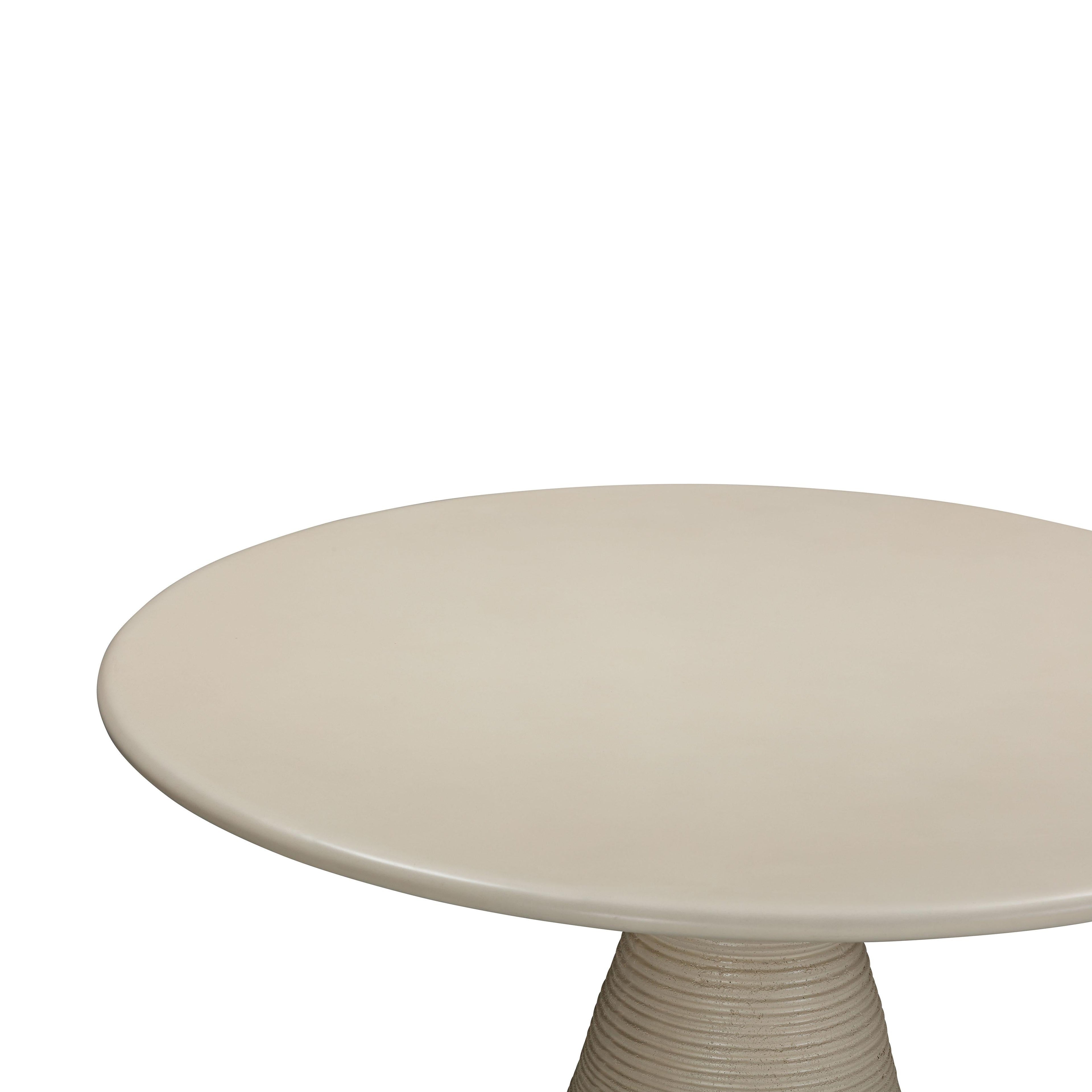 Fern 47 Beige Textured Faux Plaster Concrete Indoor / Outdoor Round Dining Table