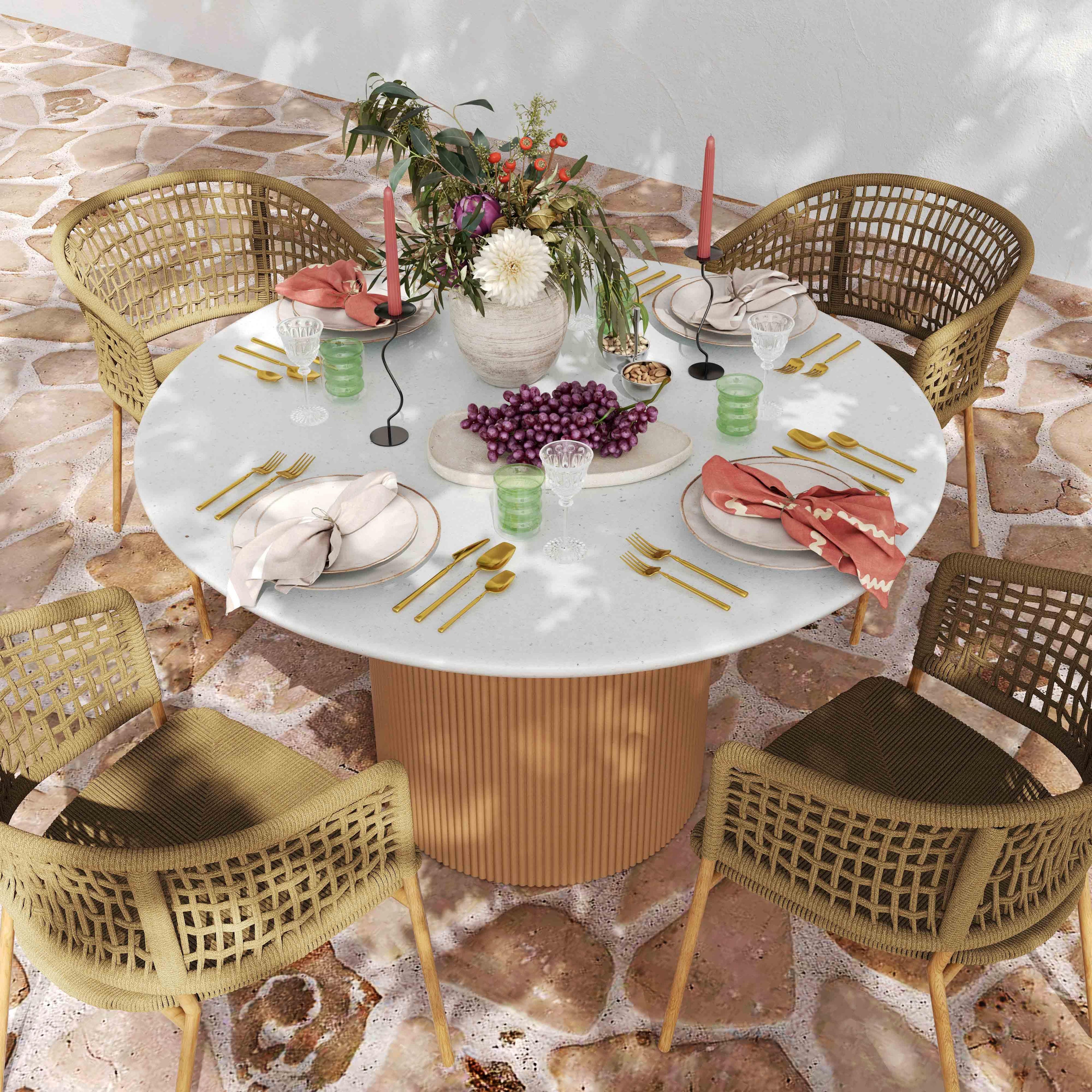 Rose Faux Terrazzo and Terracotta Concrete Indoor / Outdoor 47 Round Dining Table