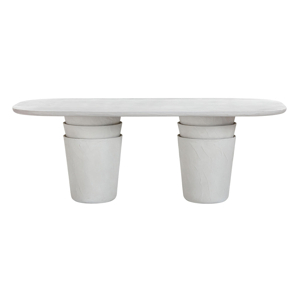 Margot 83 Light Grey Faux Plaster Indoor / Outdoor Concrete Oval Dining Table