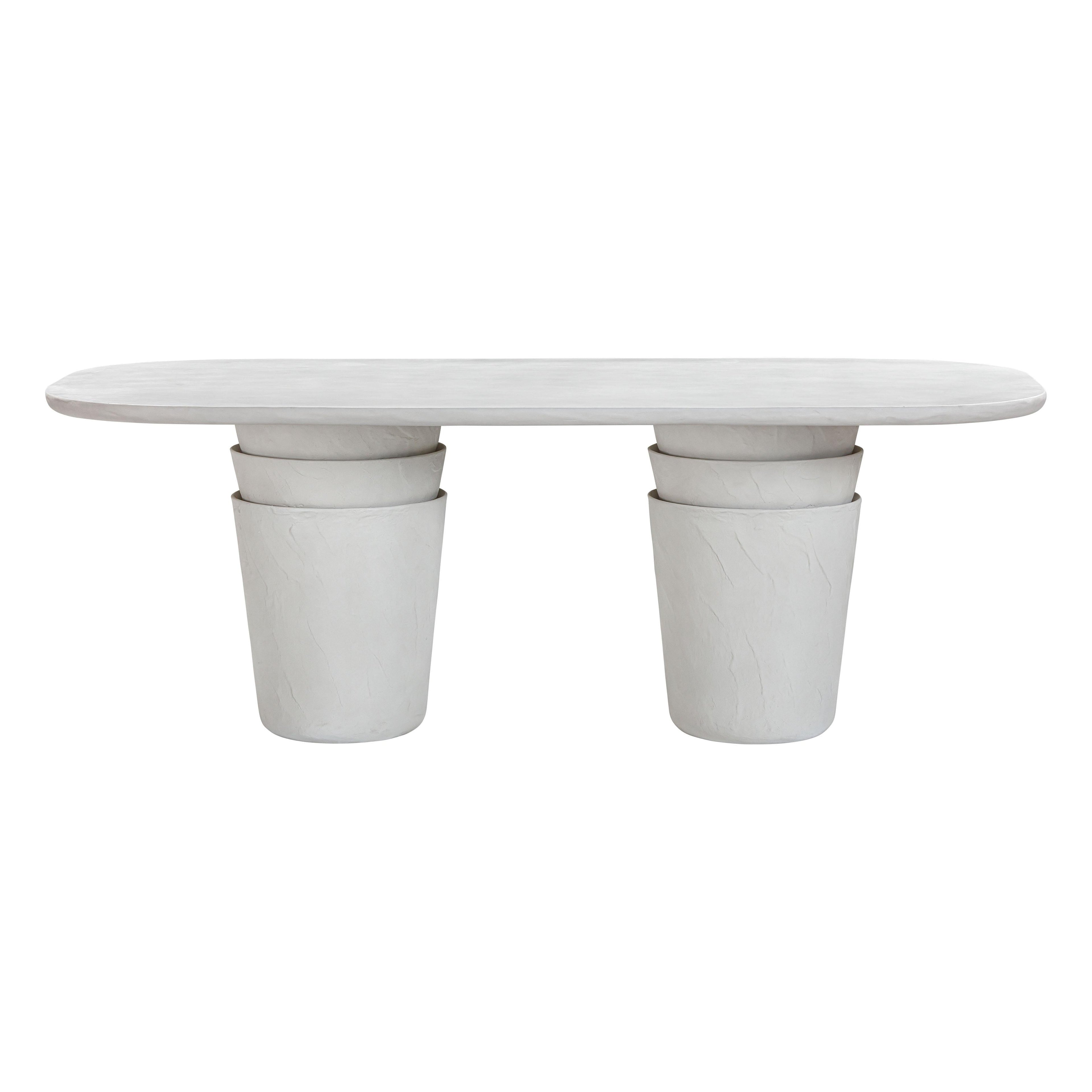 Margot 83 Light Grey Faux Plaster Indoor / Outdoor Concrete Oval Dining Table