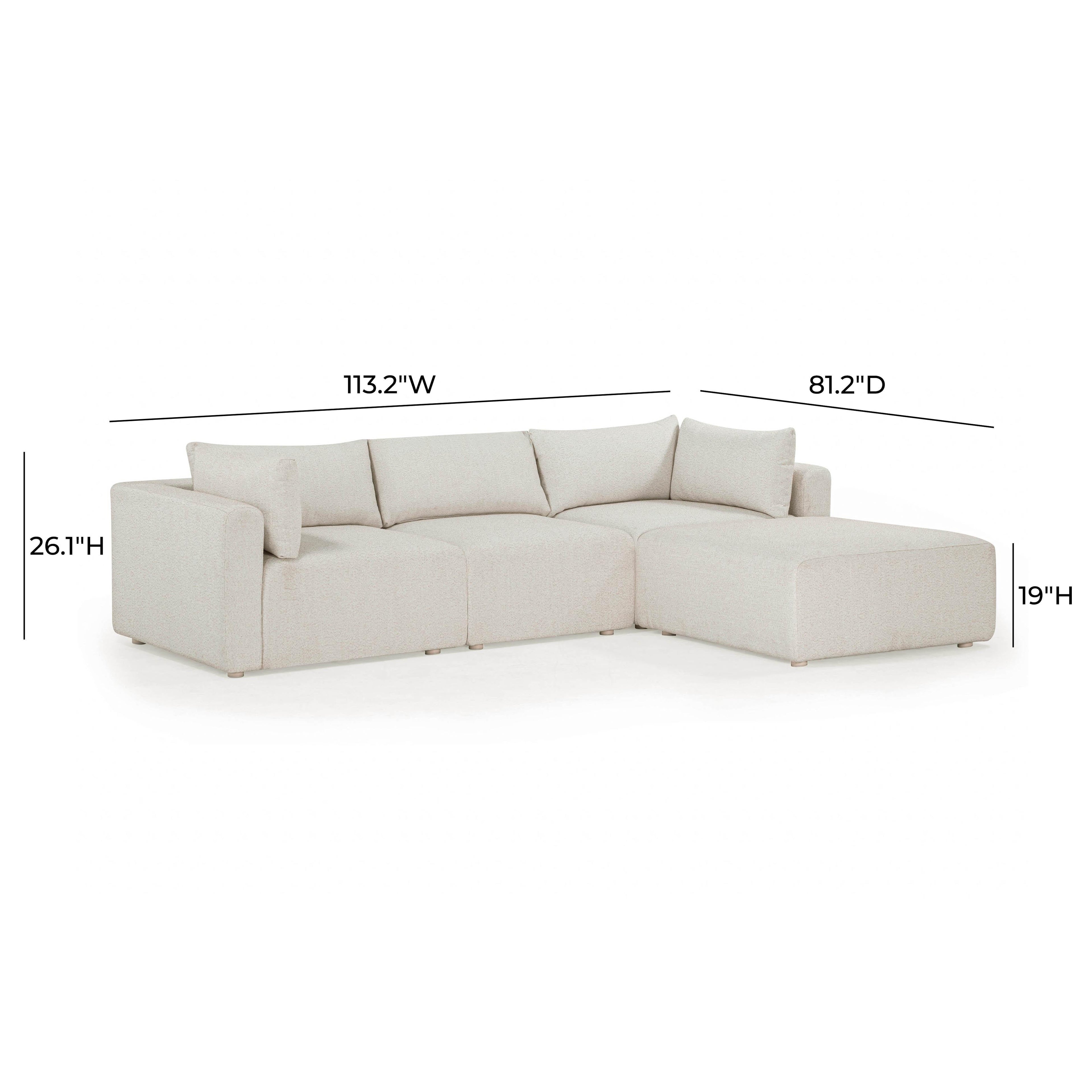 Hangover 4-Piece Cream Outdoor Modular Sectional
