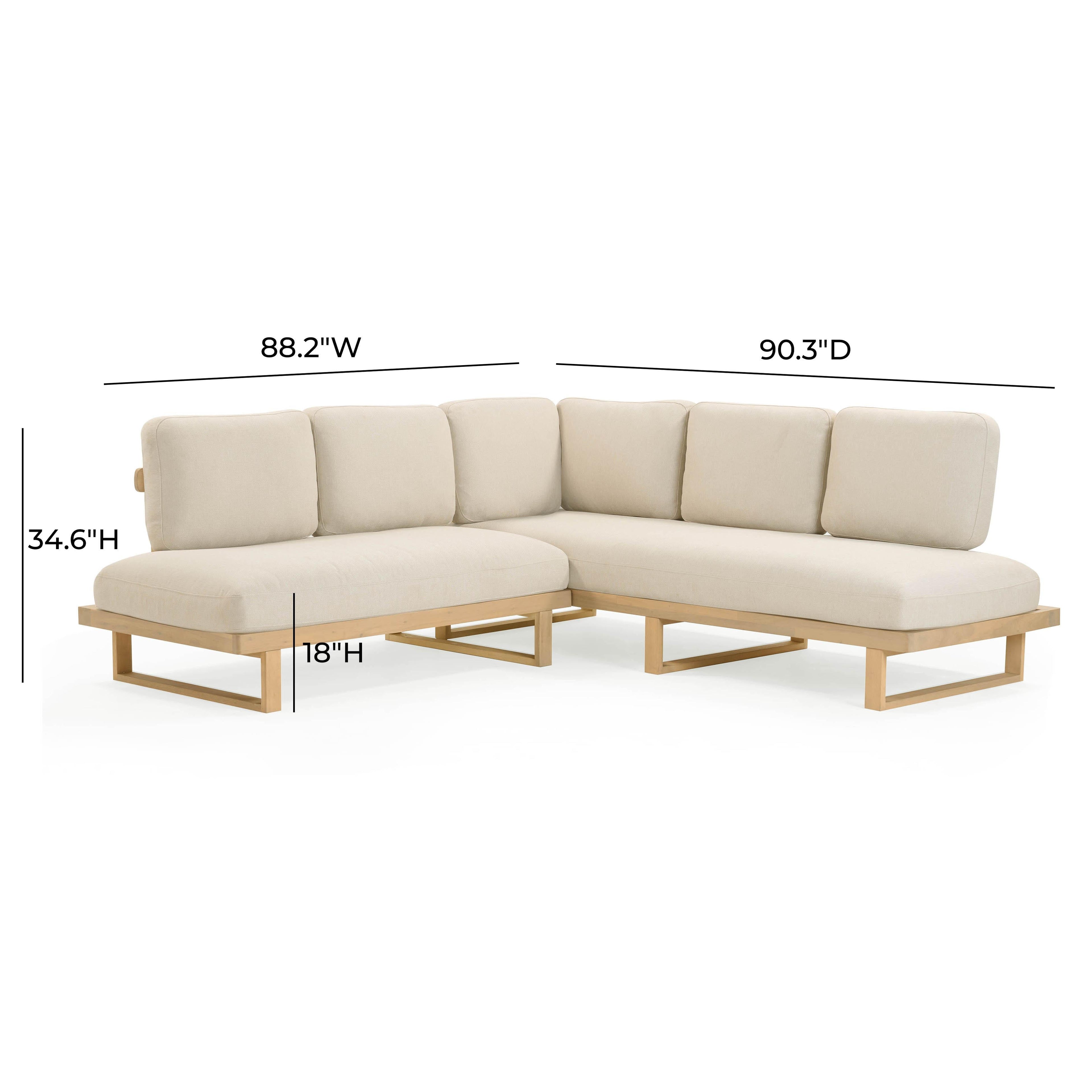 Evan 2-Piece Cream Outdoor L-Shaped Sectional