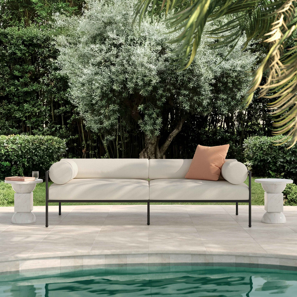 Vera 84 Cream Performance Fabric Outdoor Sofa