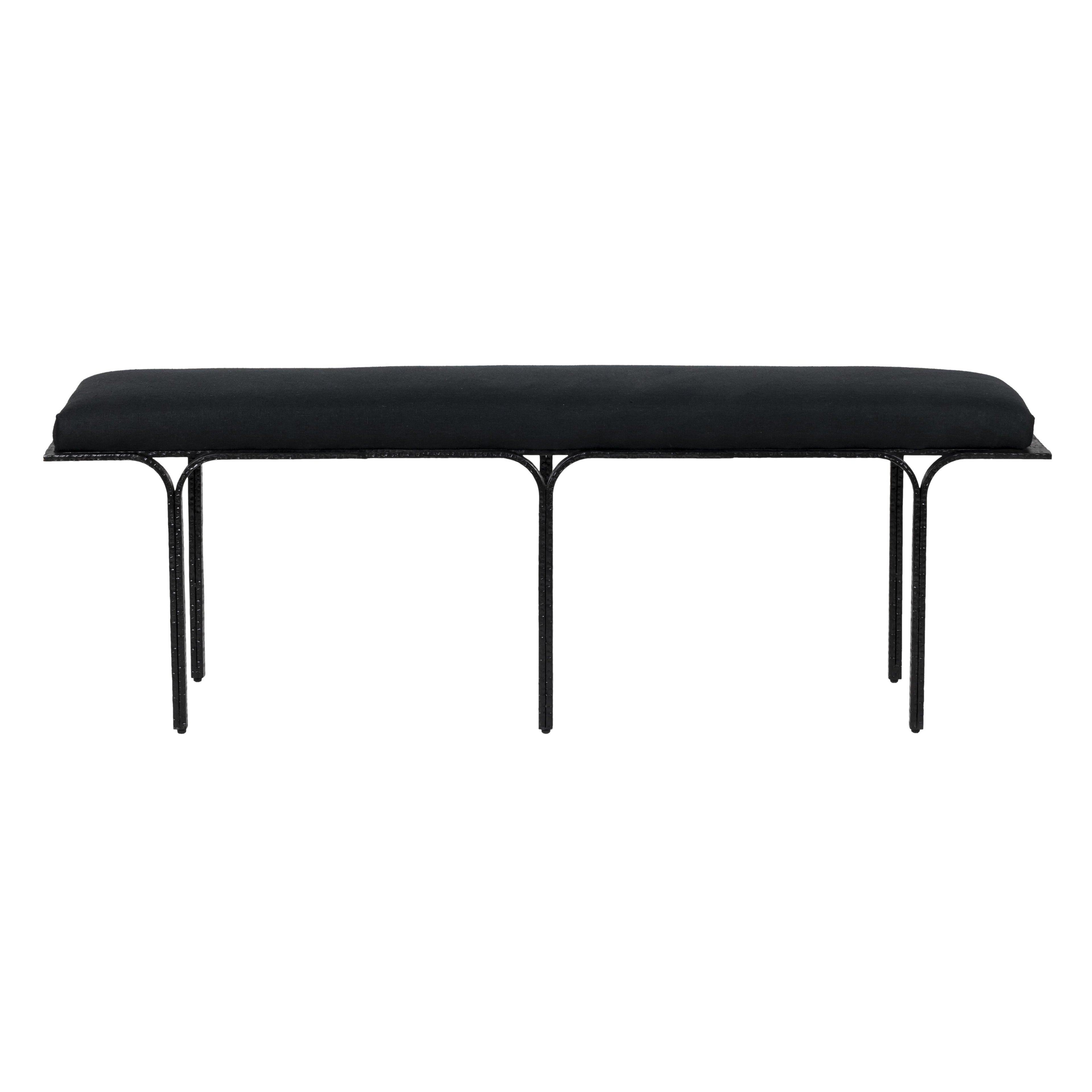 Bryn 59 Black Linen Bench