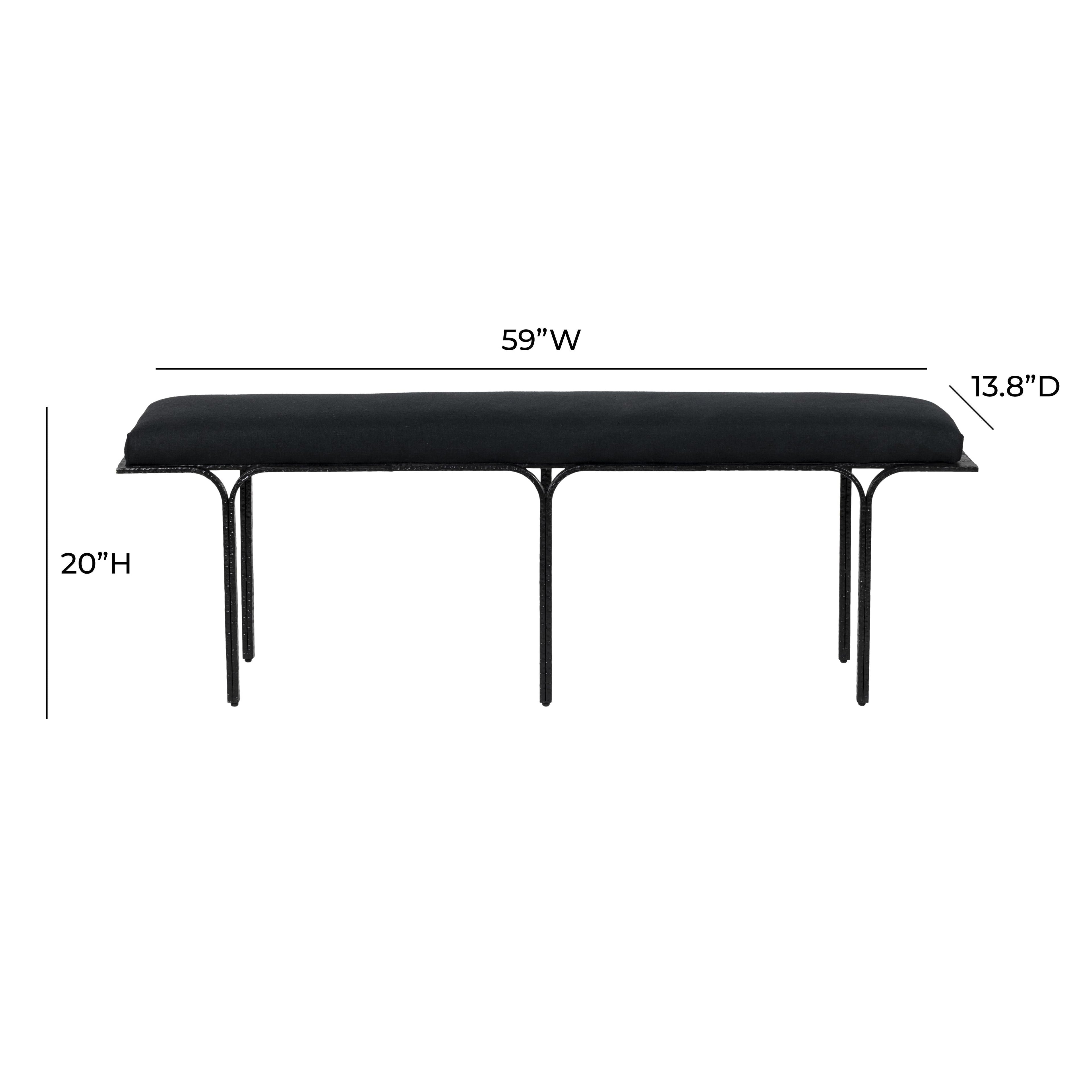 Bryn 59 Black Linen Bench