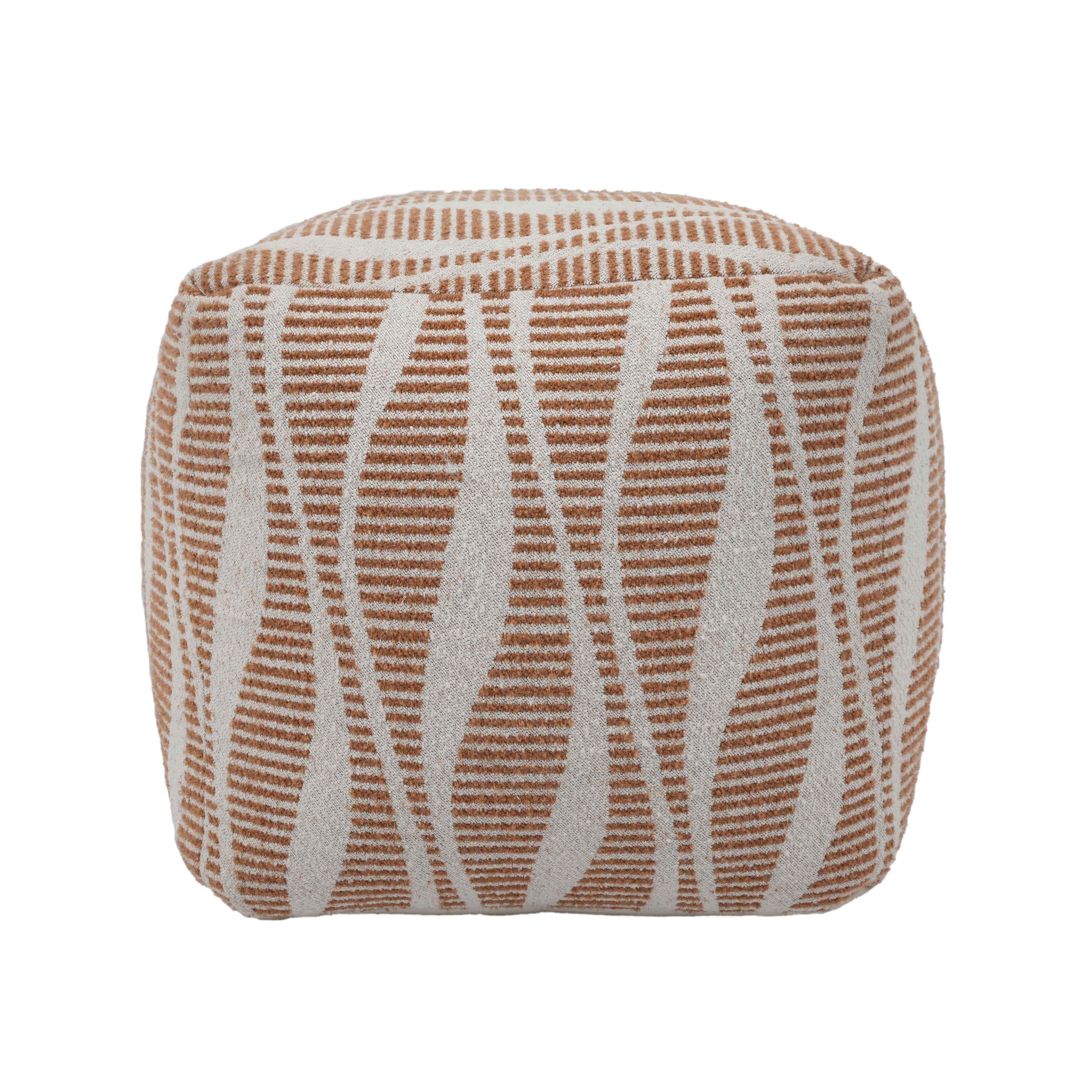 Ember Natural and Cream Woven Pouf