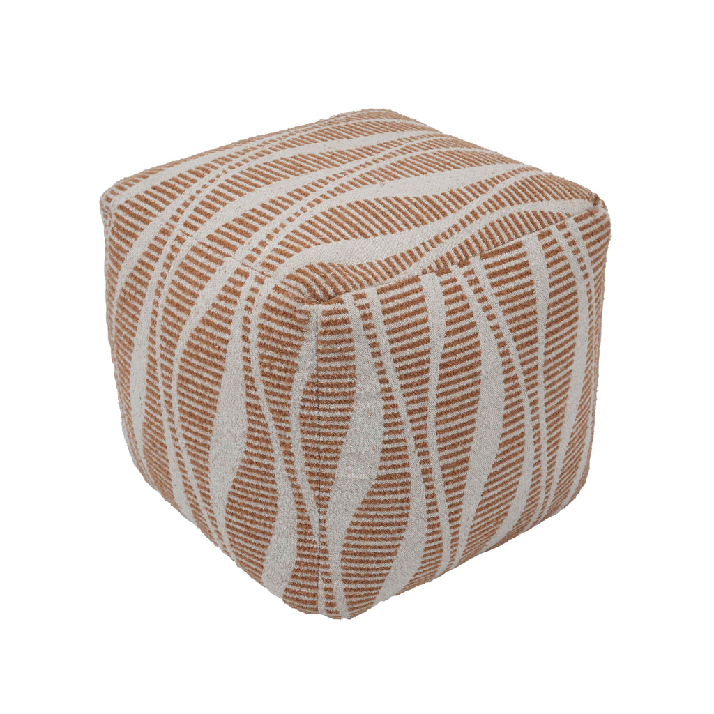 Ember Natural and Cream Woven Pouf