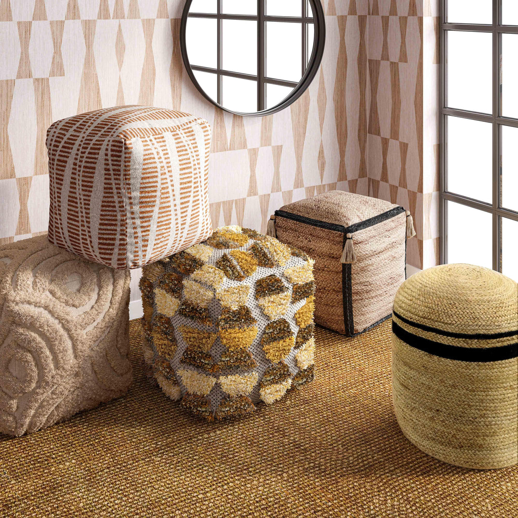 Miranda Beige Knitted Pouf