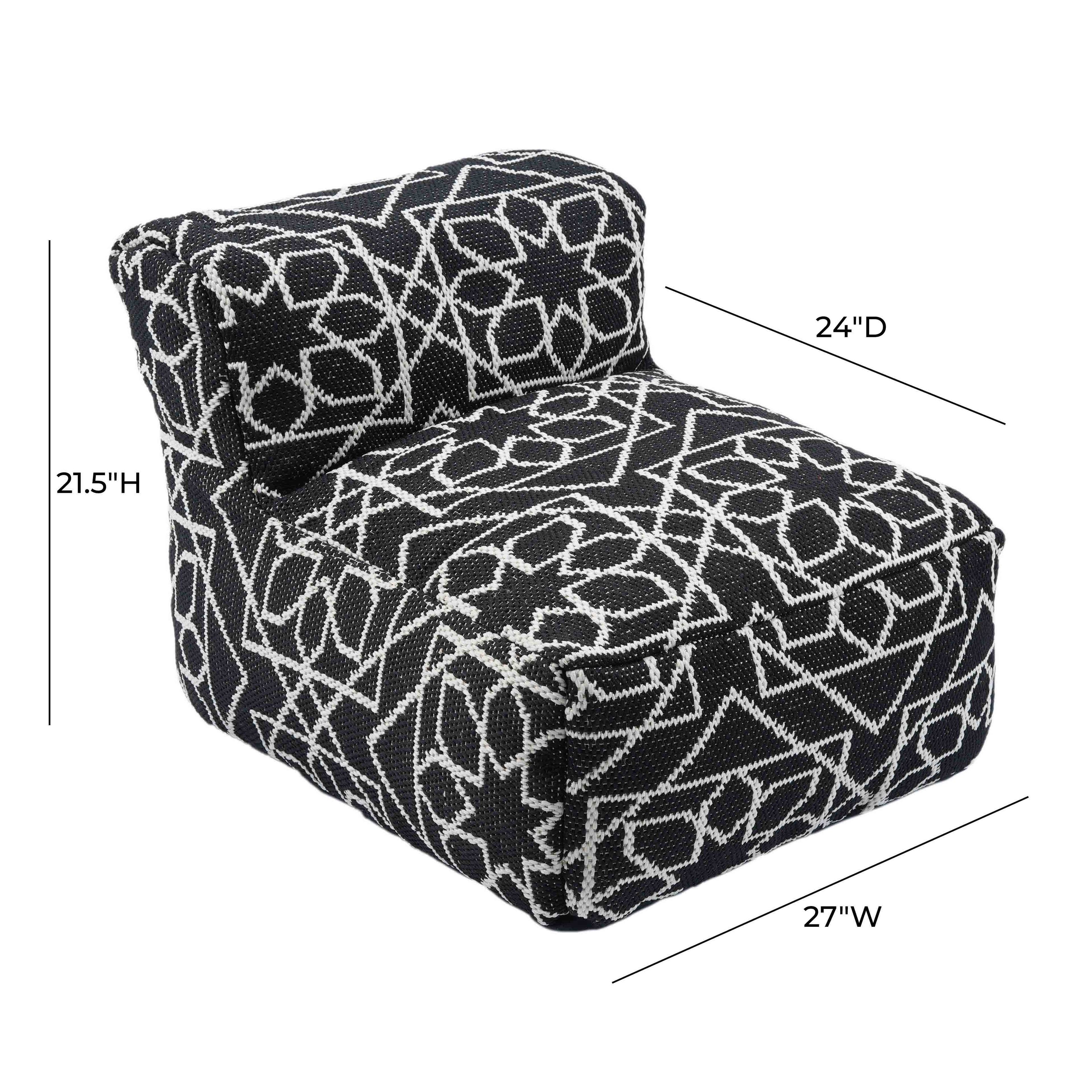 Chiara Indoor / Outdoor Black Accent Pouf