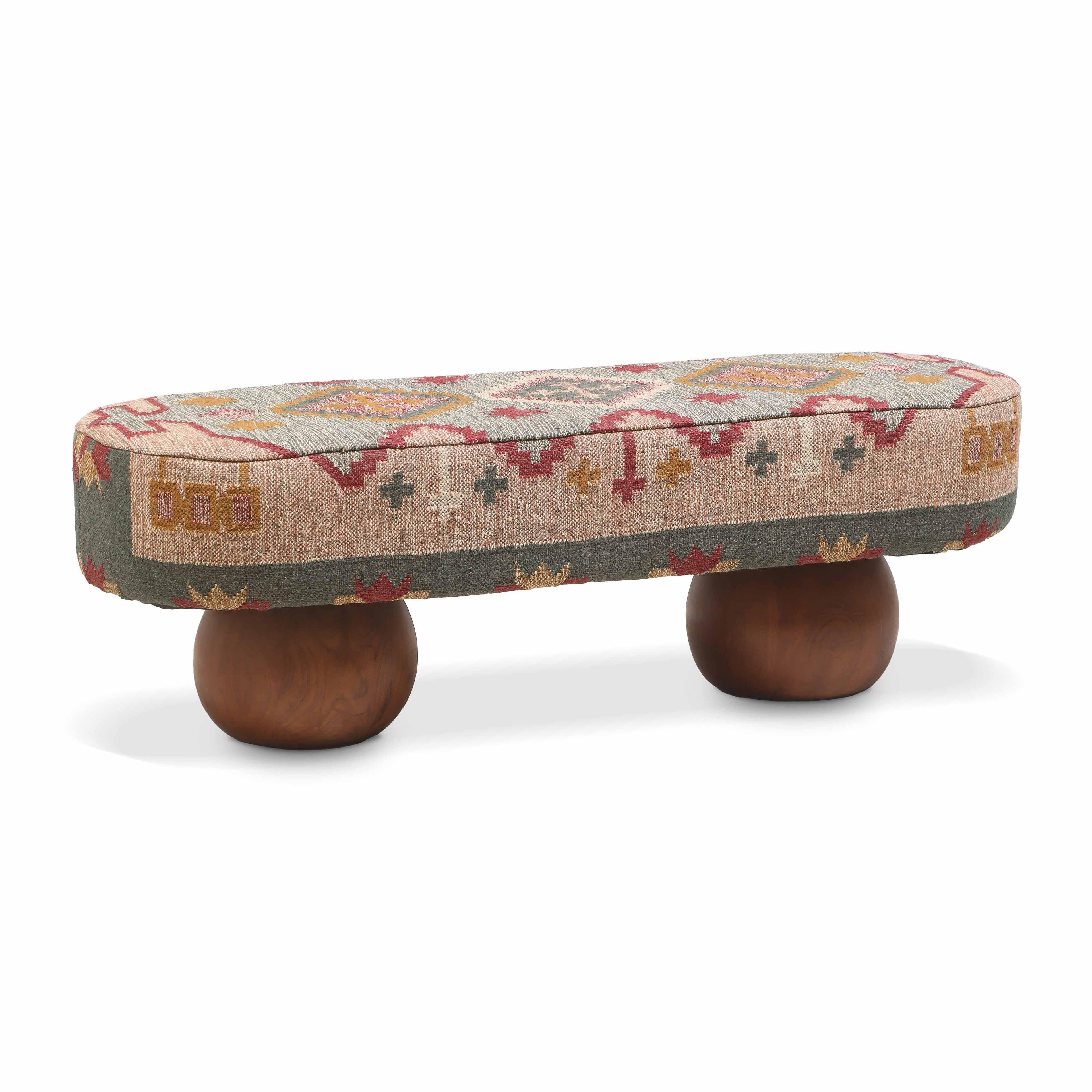Rizi 53 Textured Wool Upholstered Bench
