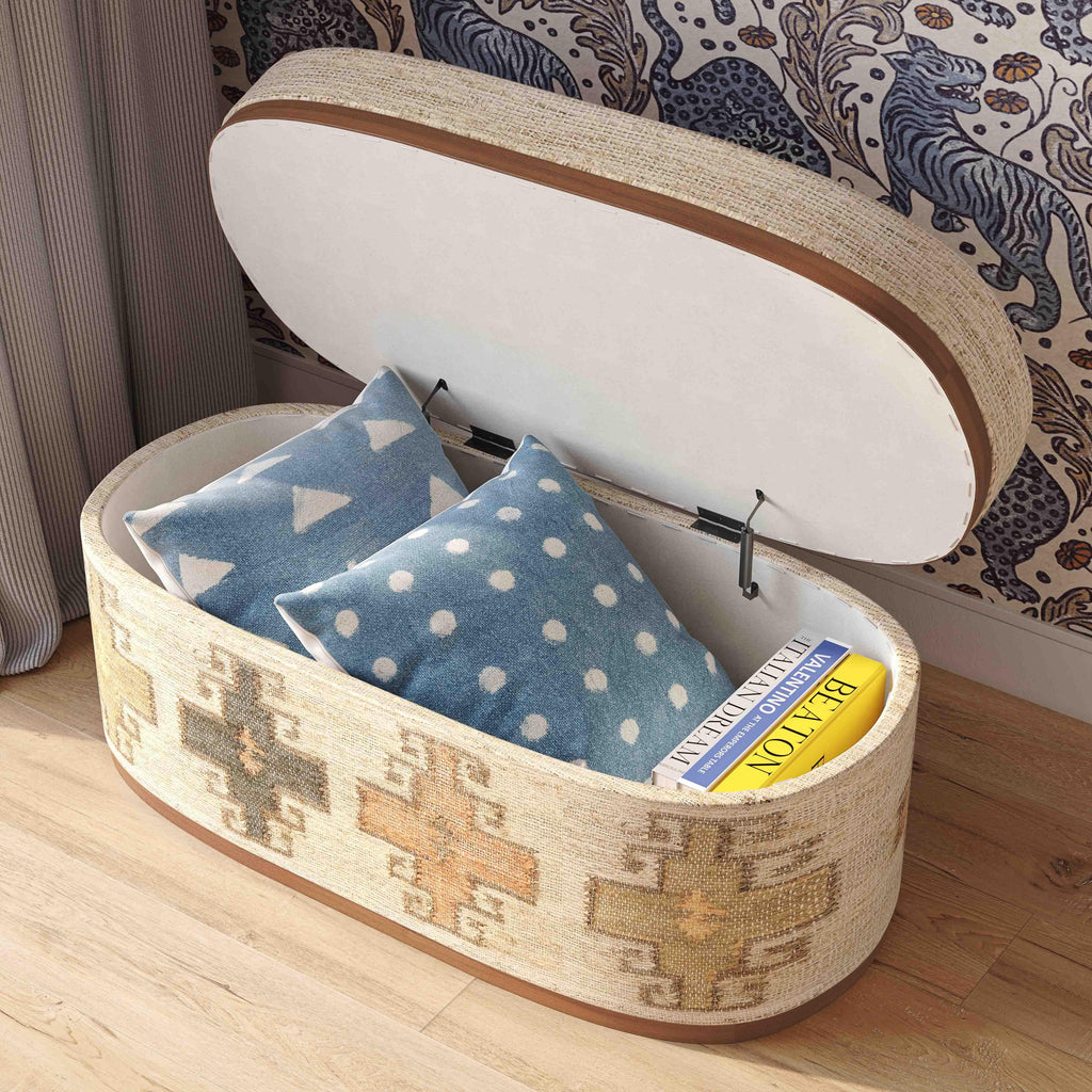 Olivier 41 Cotton Oval Storage Ottoman