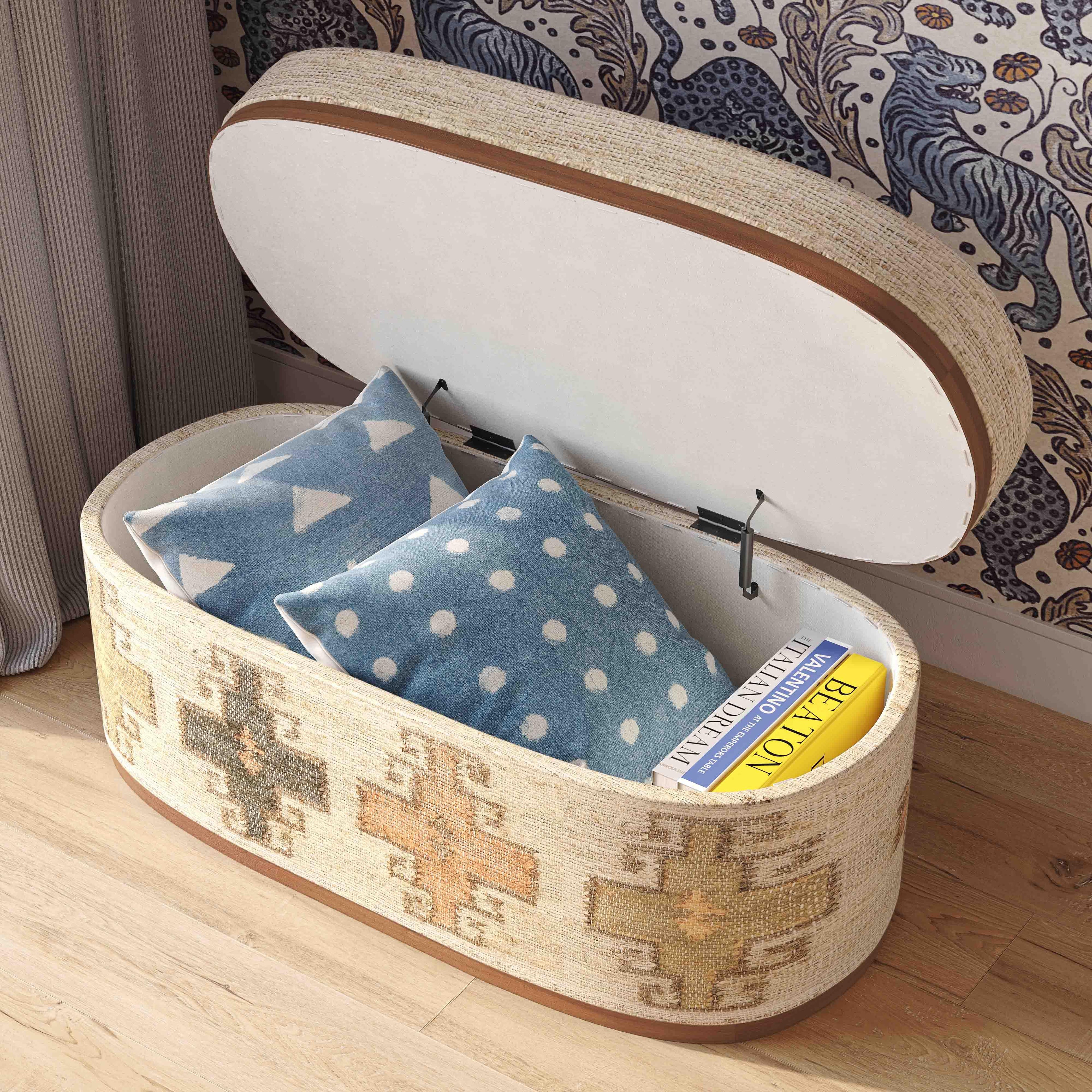 Olivier 41 Cotton Oval Storage Ottoman