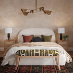 Arielle 48 Olive & White Embroidered Bench