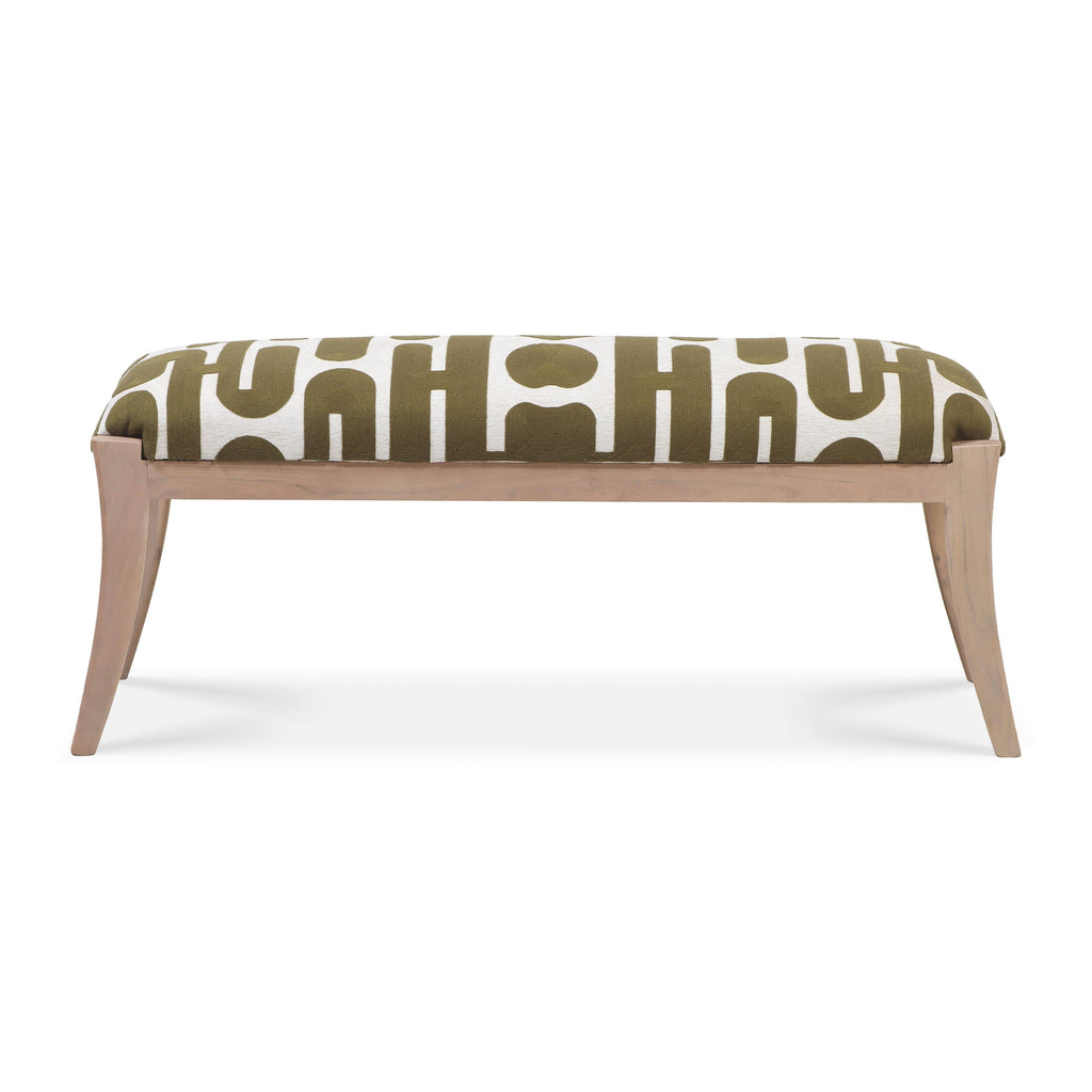 Arielle 48 Olive & White Embroidered Bench