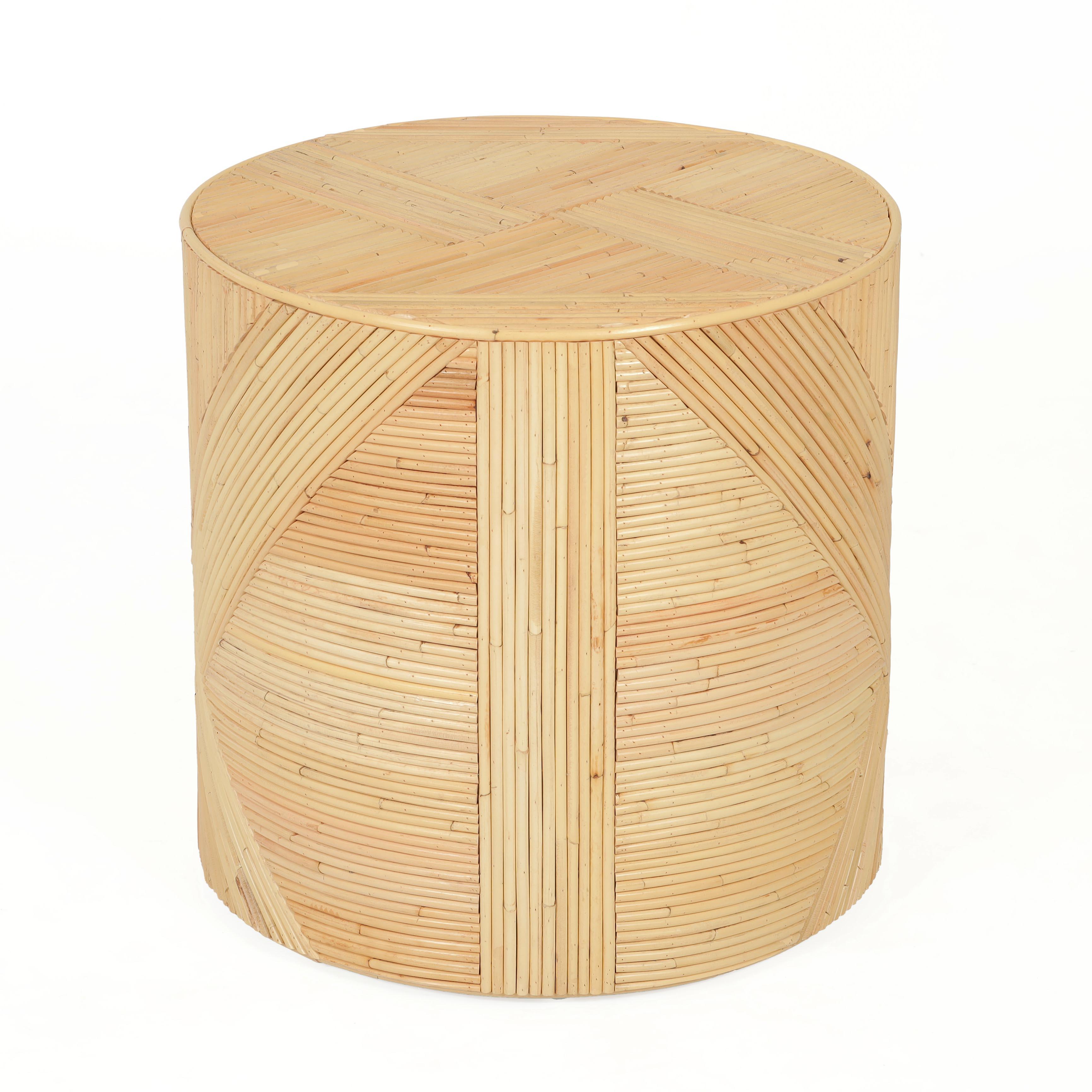 Matea Natural Rattan Cross Side Table