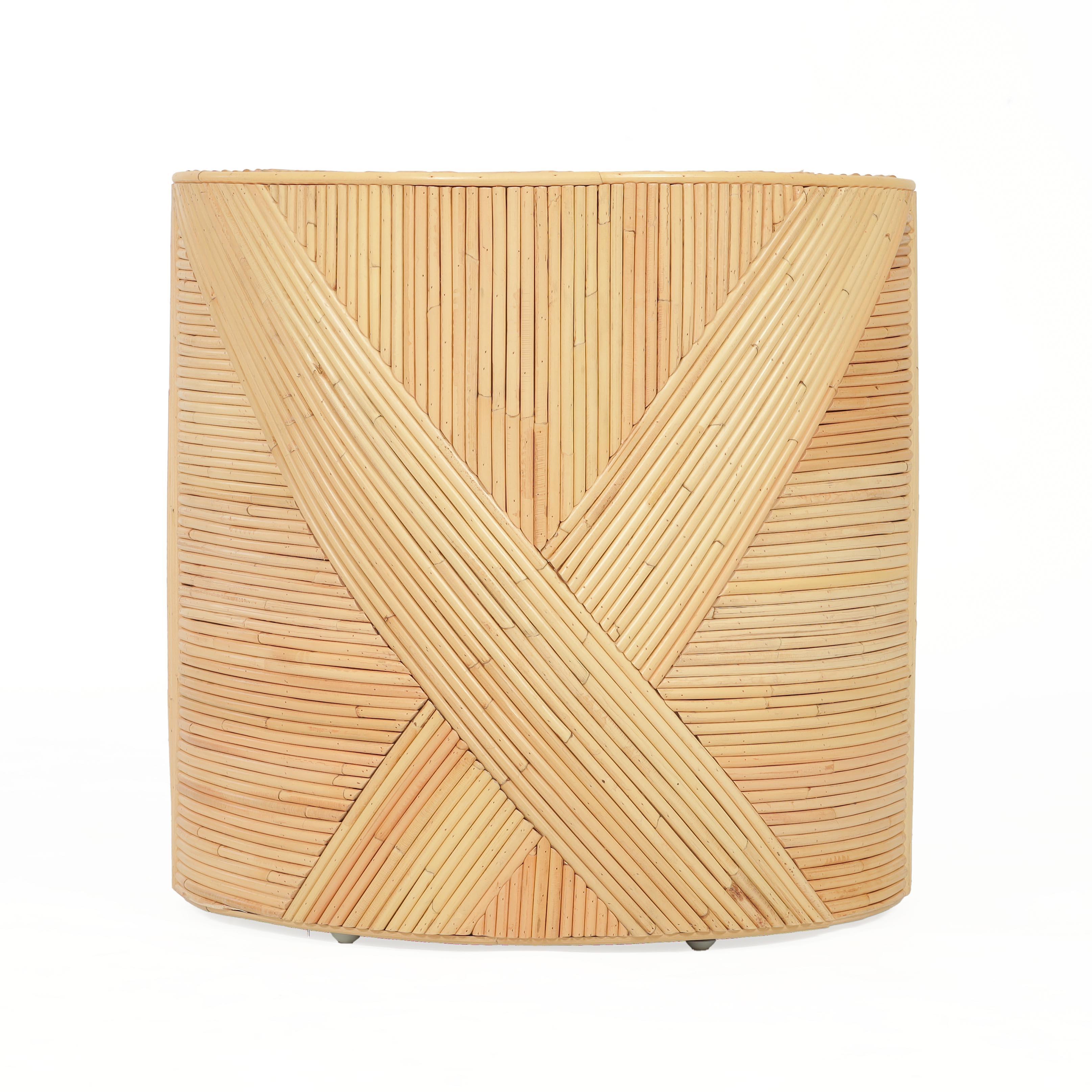 Matea Natural Rattan Cross Side Table