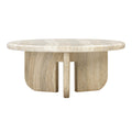 Patrizia 36 Faux Travertine Concrete Indoor / Outdoor Round Coffee Table