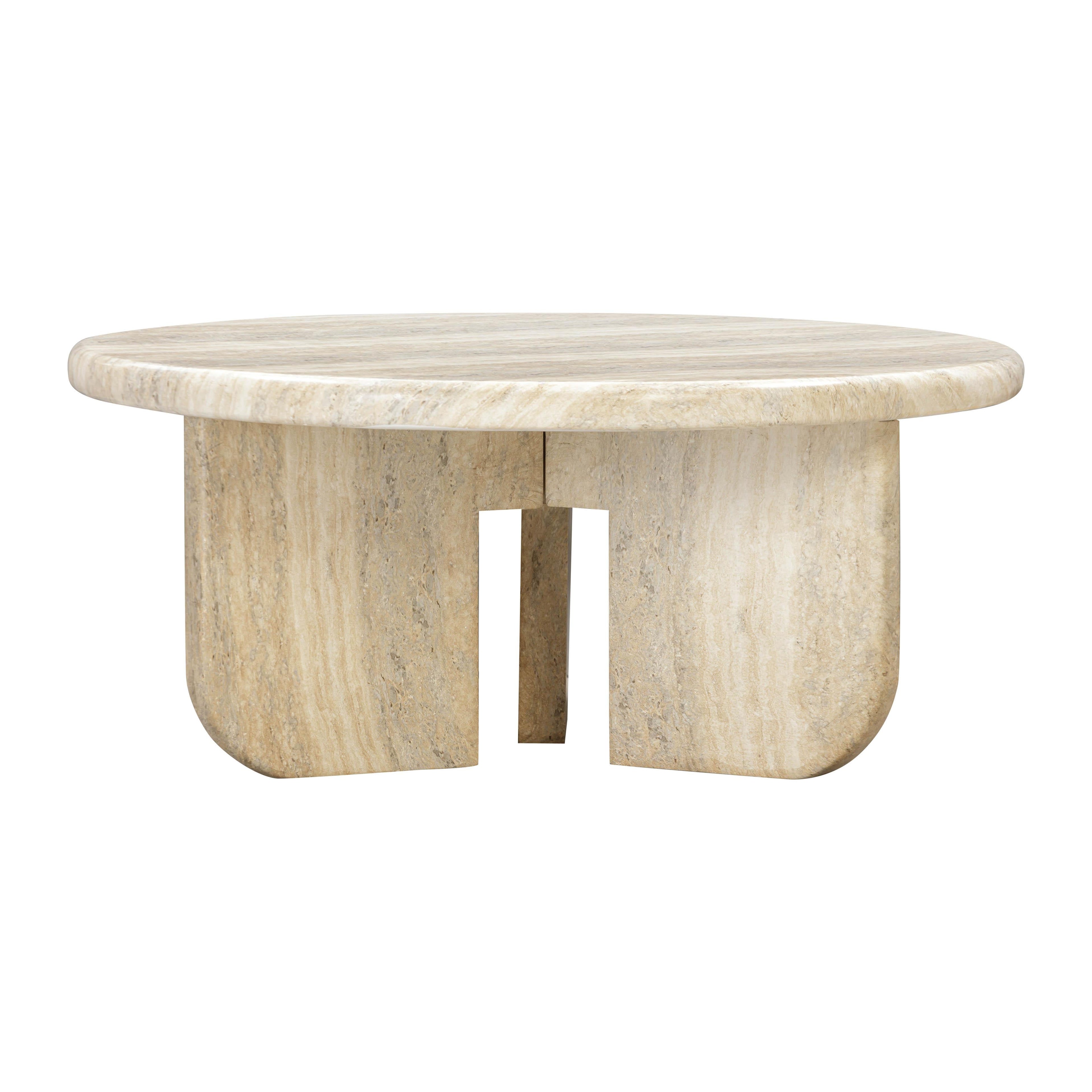 Patrizia 36 Faux Travertine Concrete Indoor / Outdoor Round Coffee Table
