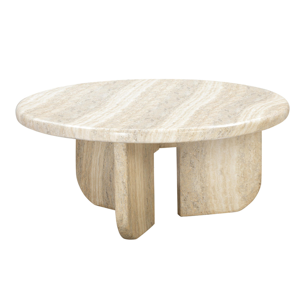 Patrizia 36 Faux Travertine Concrete Indoor / Outdoor Round Coffee Table