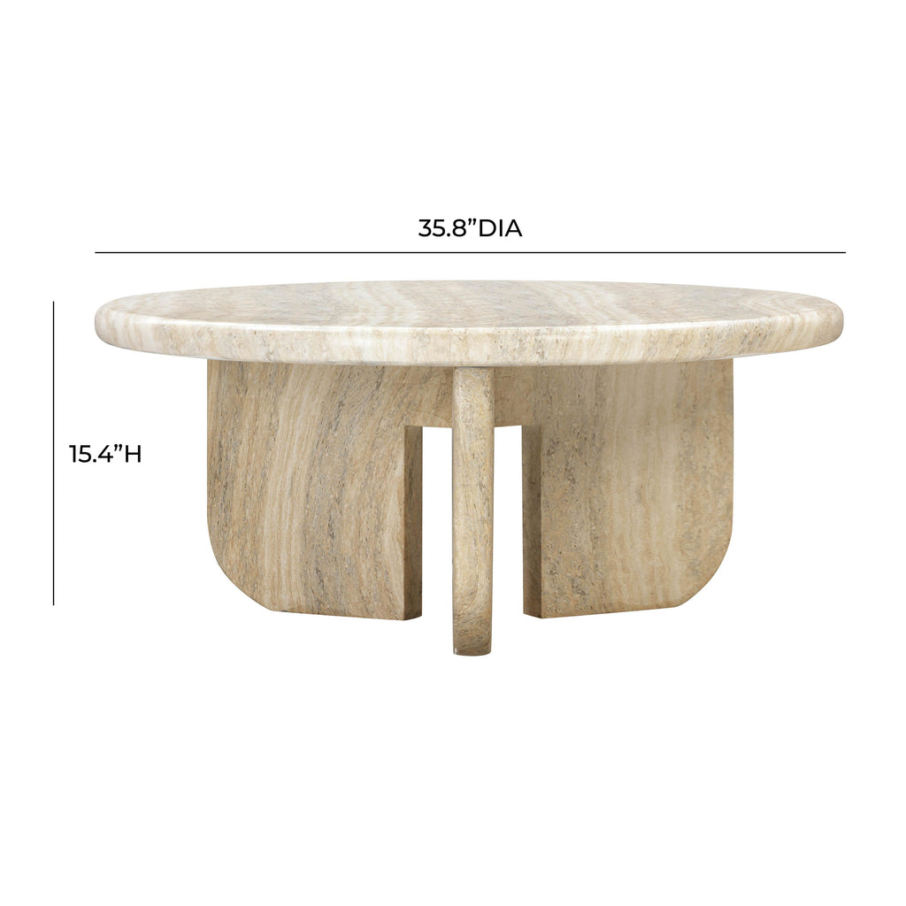 Patrizia 36 Faux Travertine Concrete Indoor / Outdoor Round Coffee Table