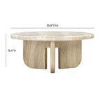 Patrizia 36 Faux Travertine Concrete Indoor / Outdoor Round Coffee Table