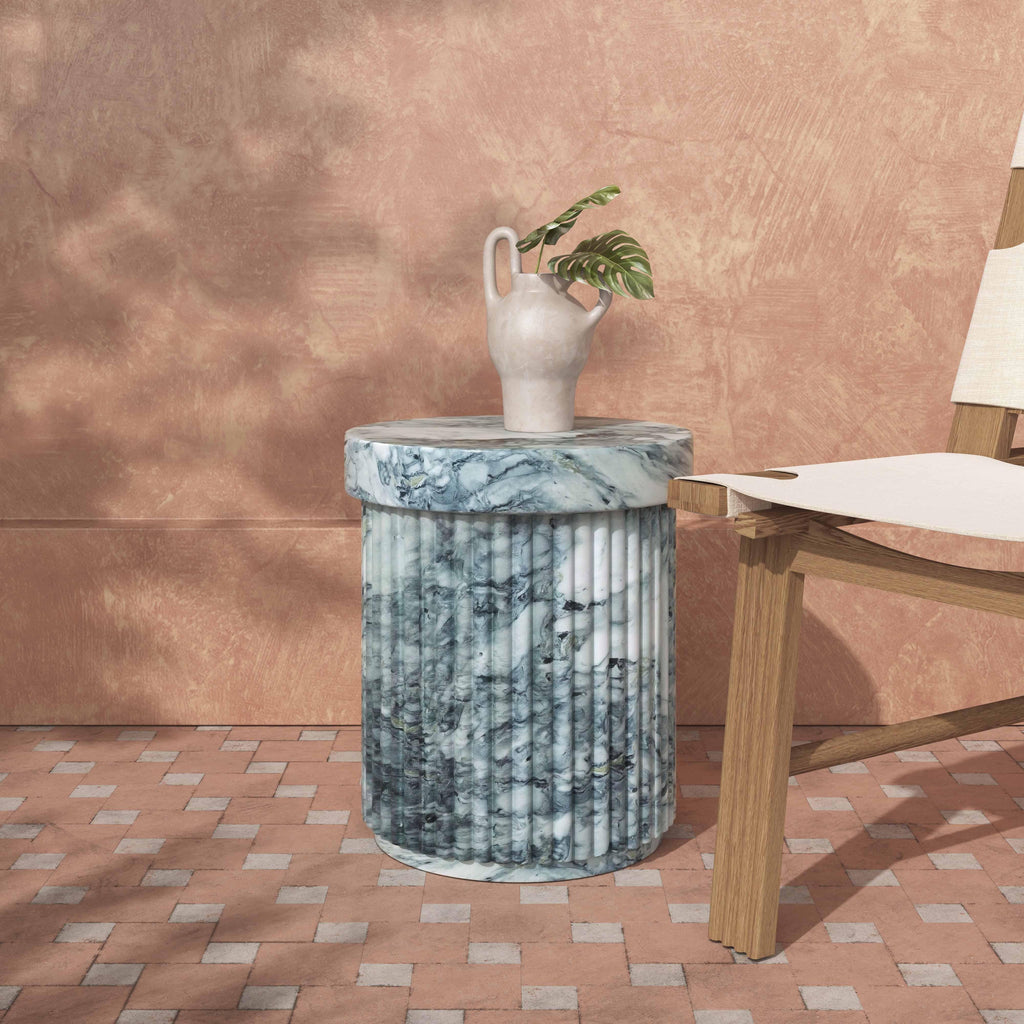 Serafina Faux Marble Concrete Indoor / Outdoor Side Table