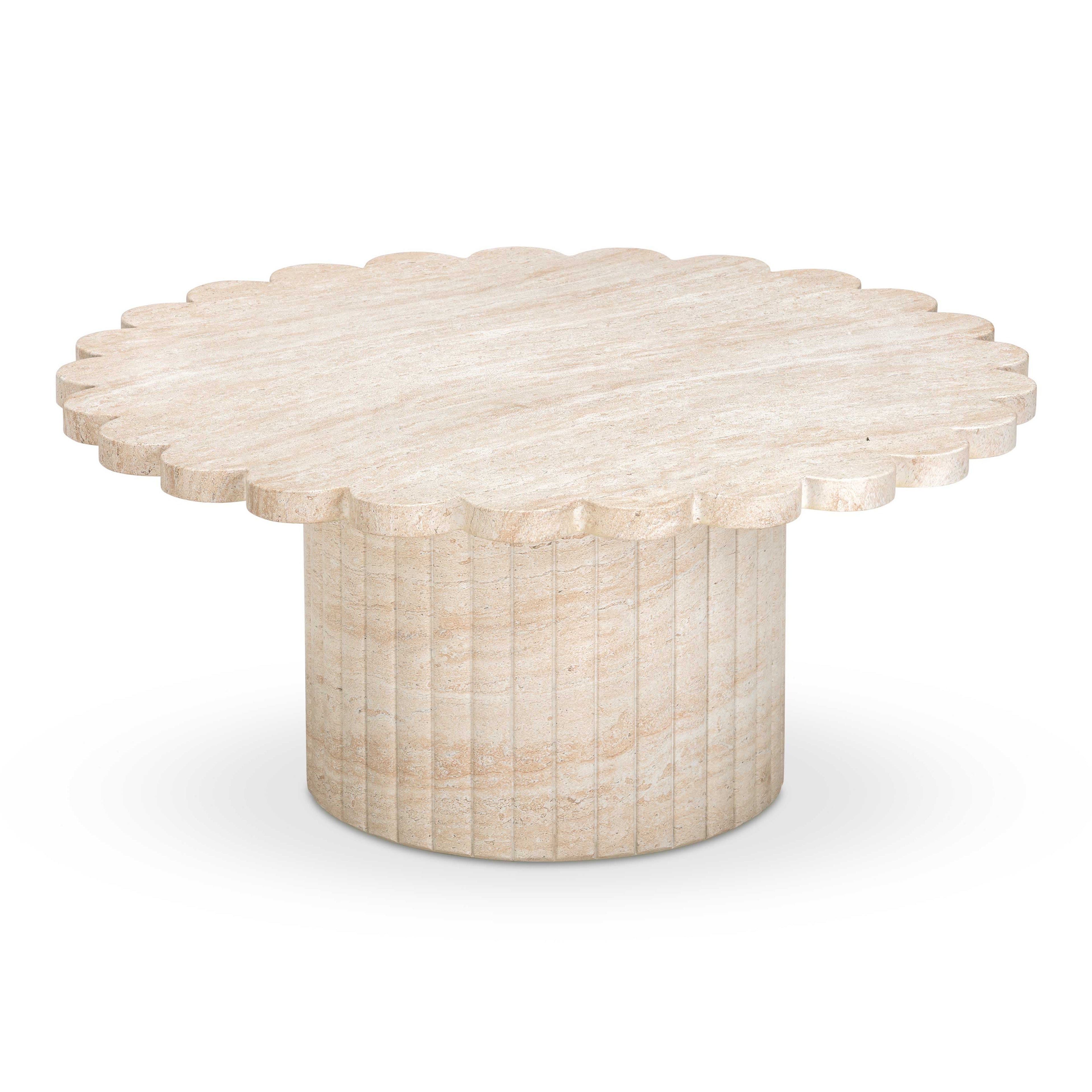 Blossom 36 Washed Faux Travertine Finish Indoor/Outdoor Round Coffee Table