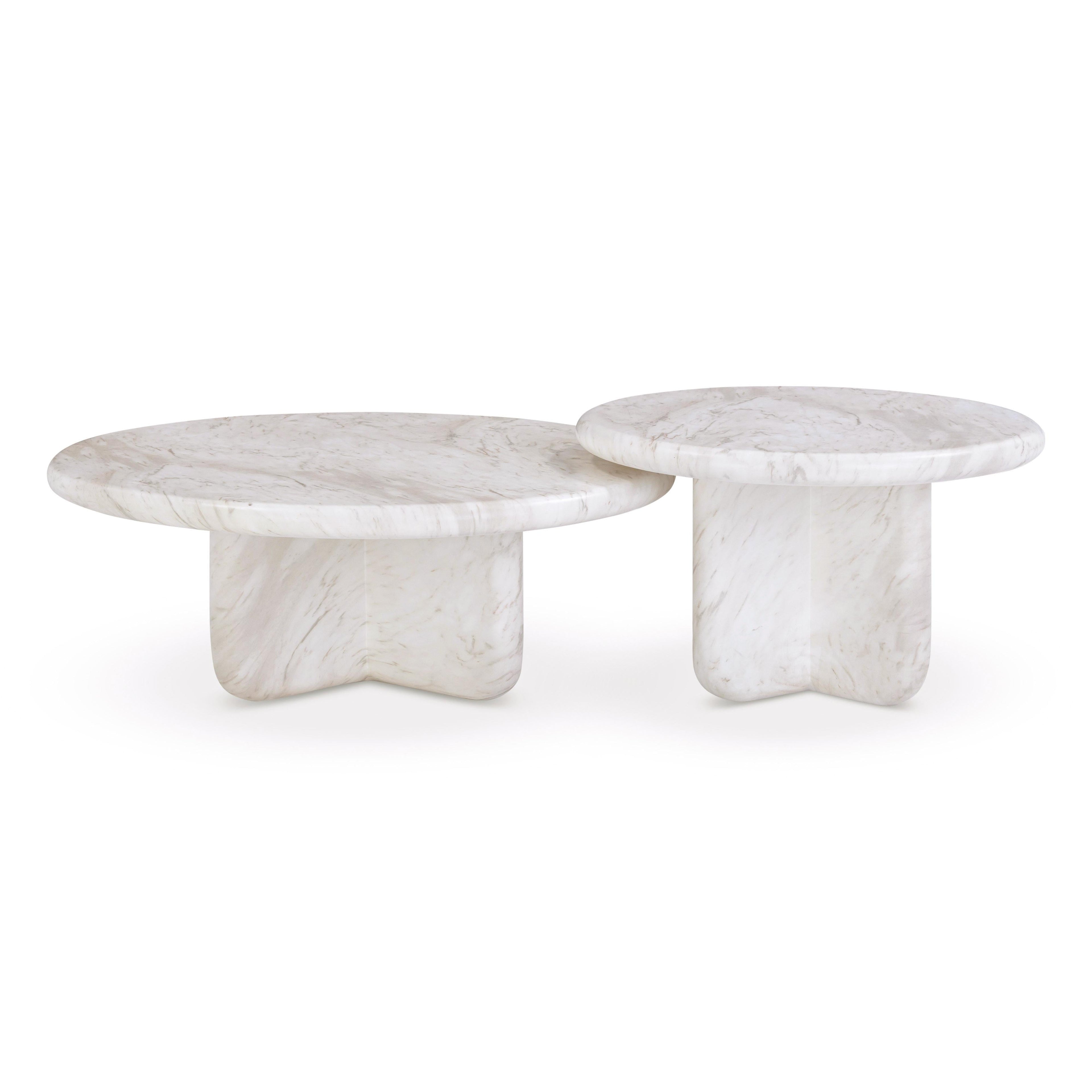 Juju 2-Piece Faux Marble Indoor/Outdoor Nesting Coffee Table Set