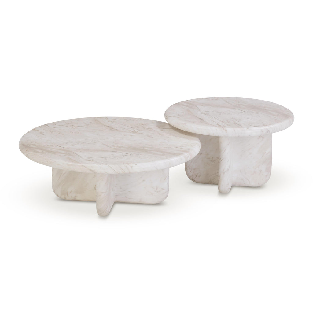Juju 2-Piece Faux Marble Indoor/Outdoor Nesting Coffee Table Set
