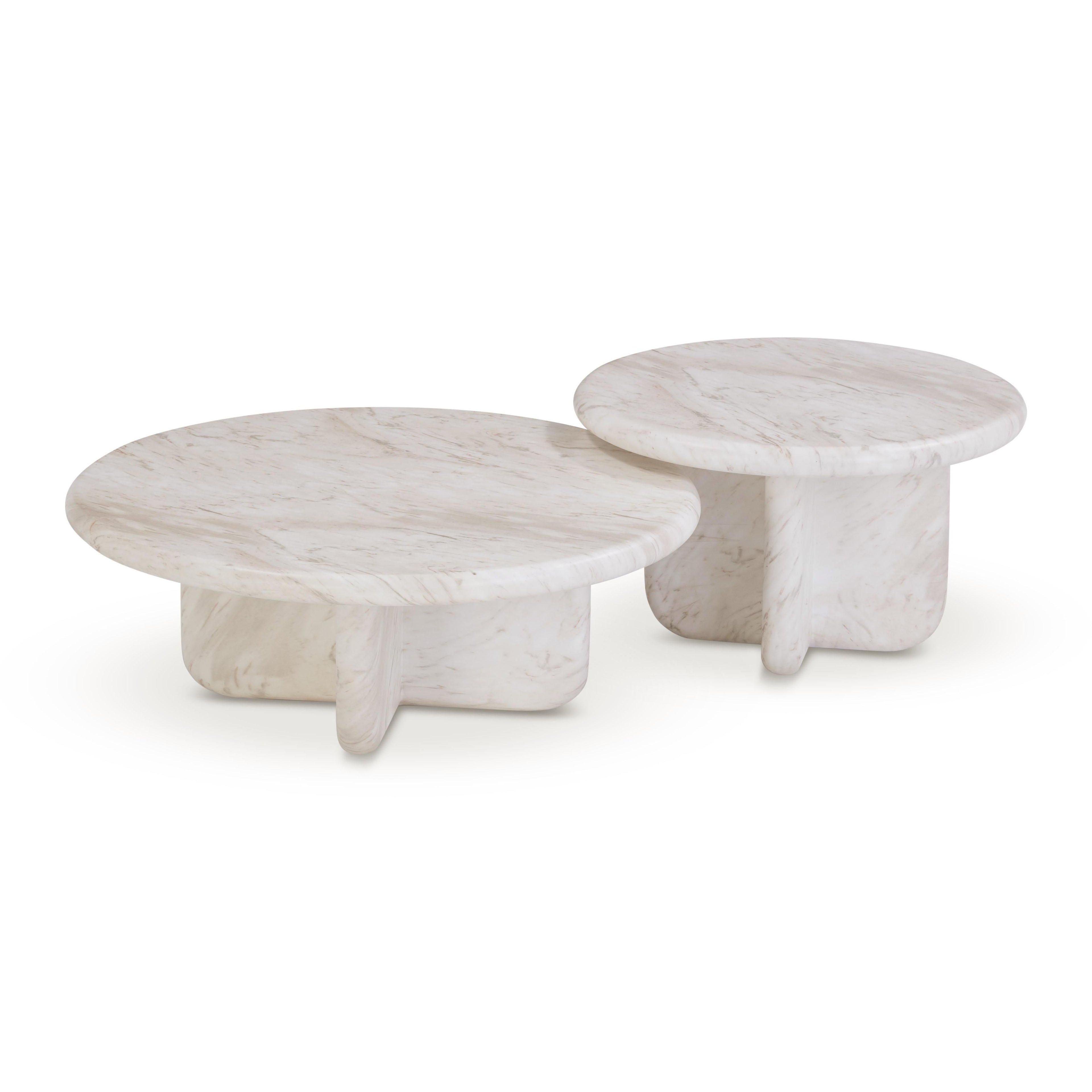 Juju 2-Piece Faux Marble Indoor/Outdoor Nesting Coffee Table Set