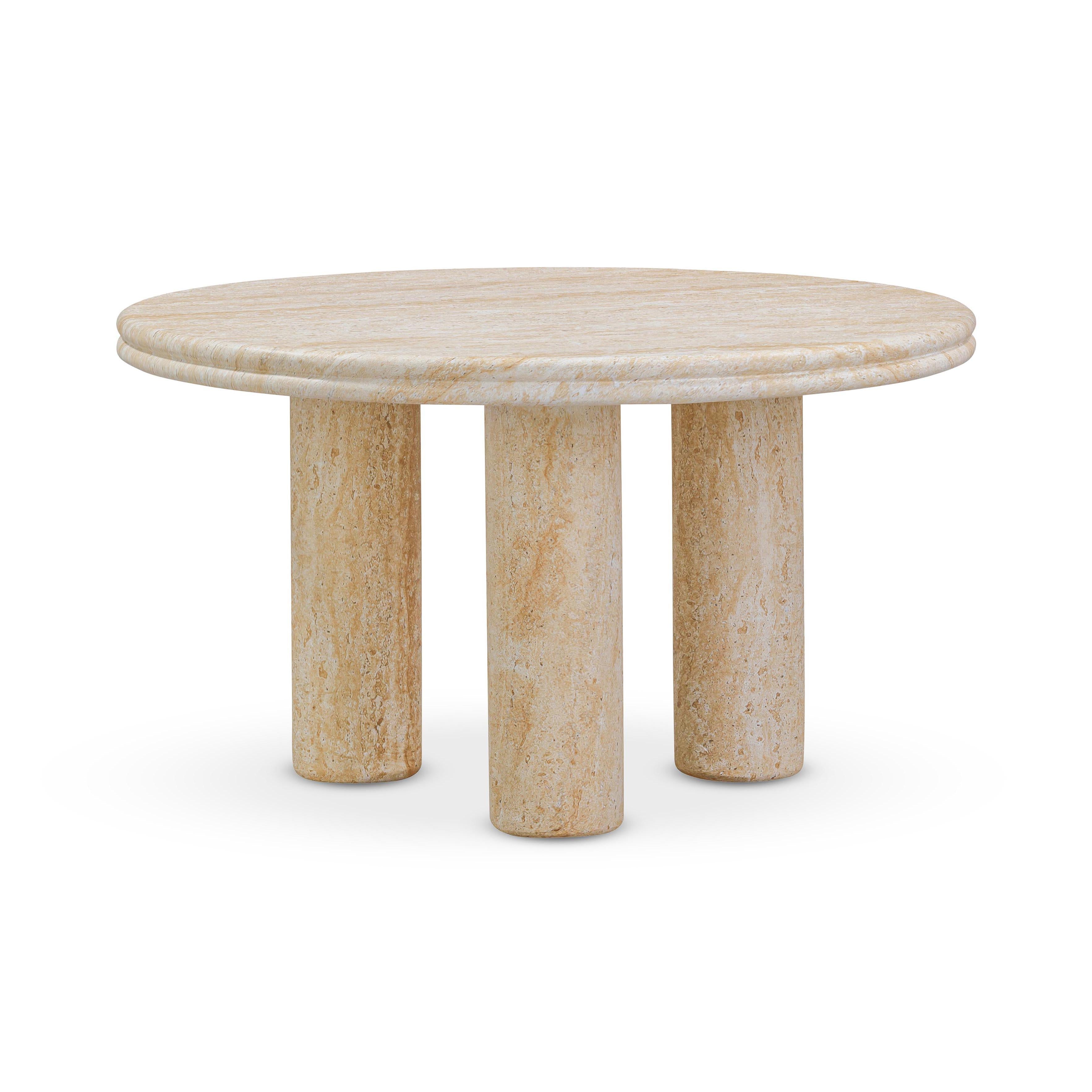 Amora Faux Travertine Indoor/Outdoor Round Accent Table (26-32)