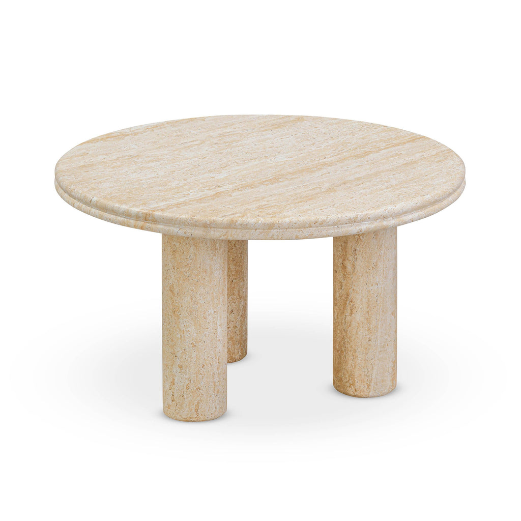 Amora Faux Travertine Indoor/Outdoor Round Accent Table (26-32)