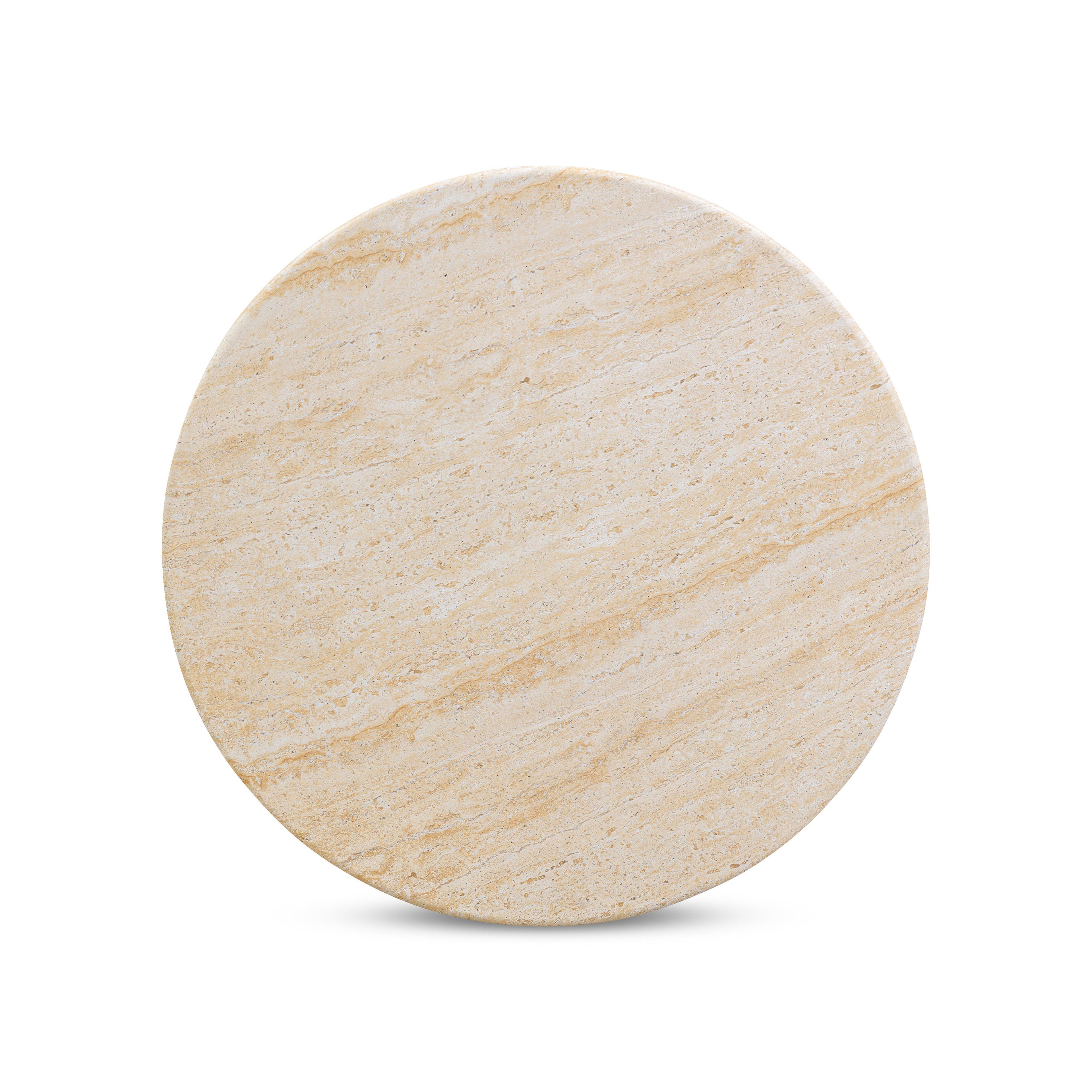 Amora Faux Travertine Indoor/Outdoor Round Accent Table (26-32)