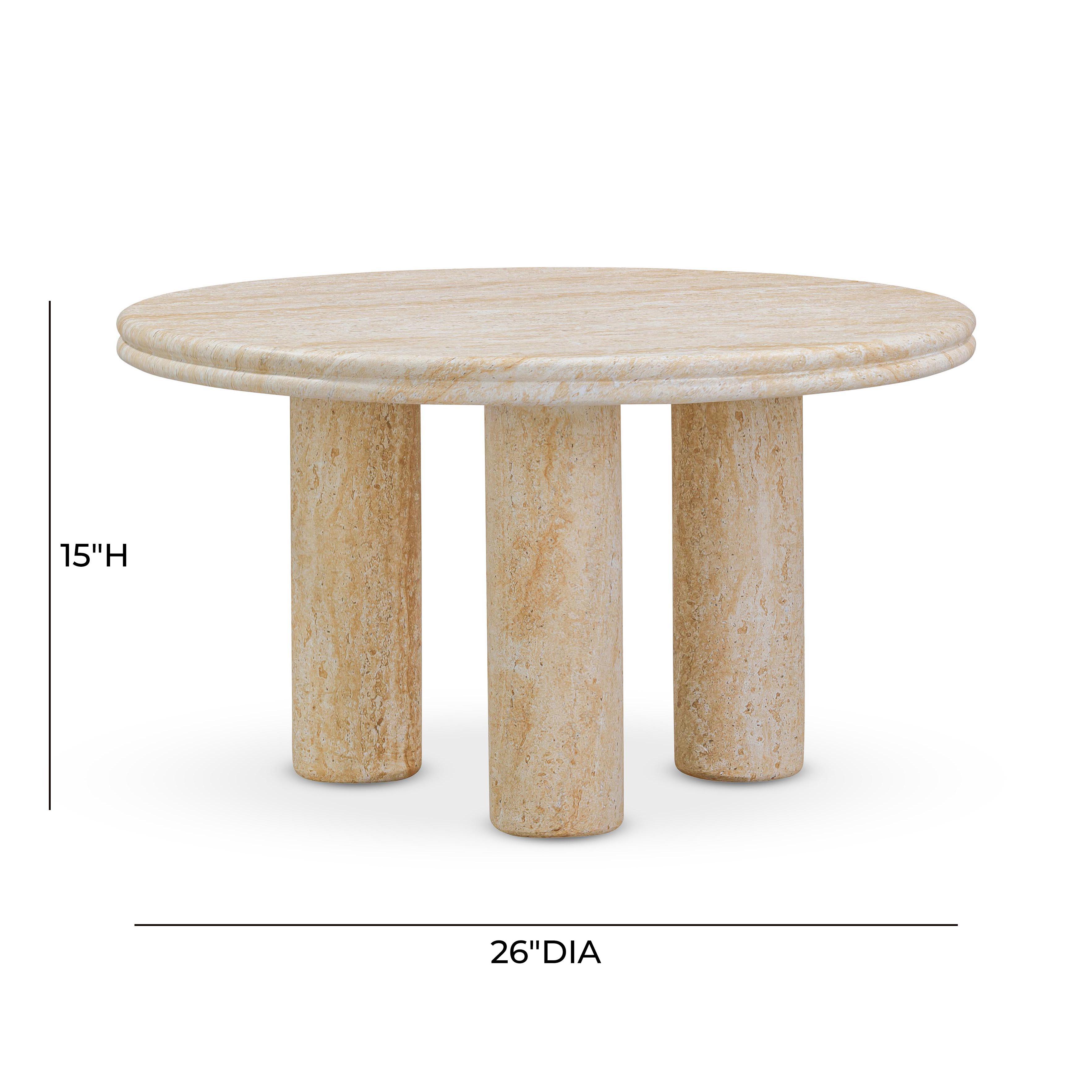 Amora Faux Travertine Indoor/Outdoor Round Accent Table (26-32)
