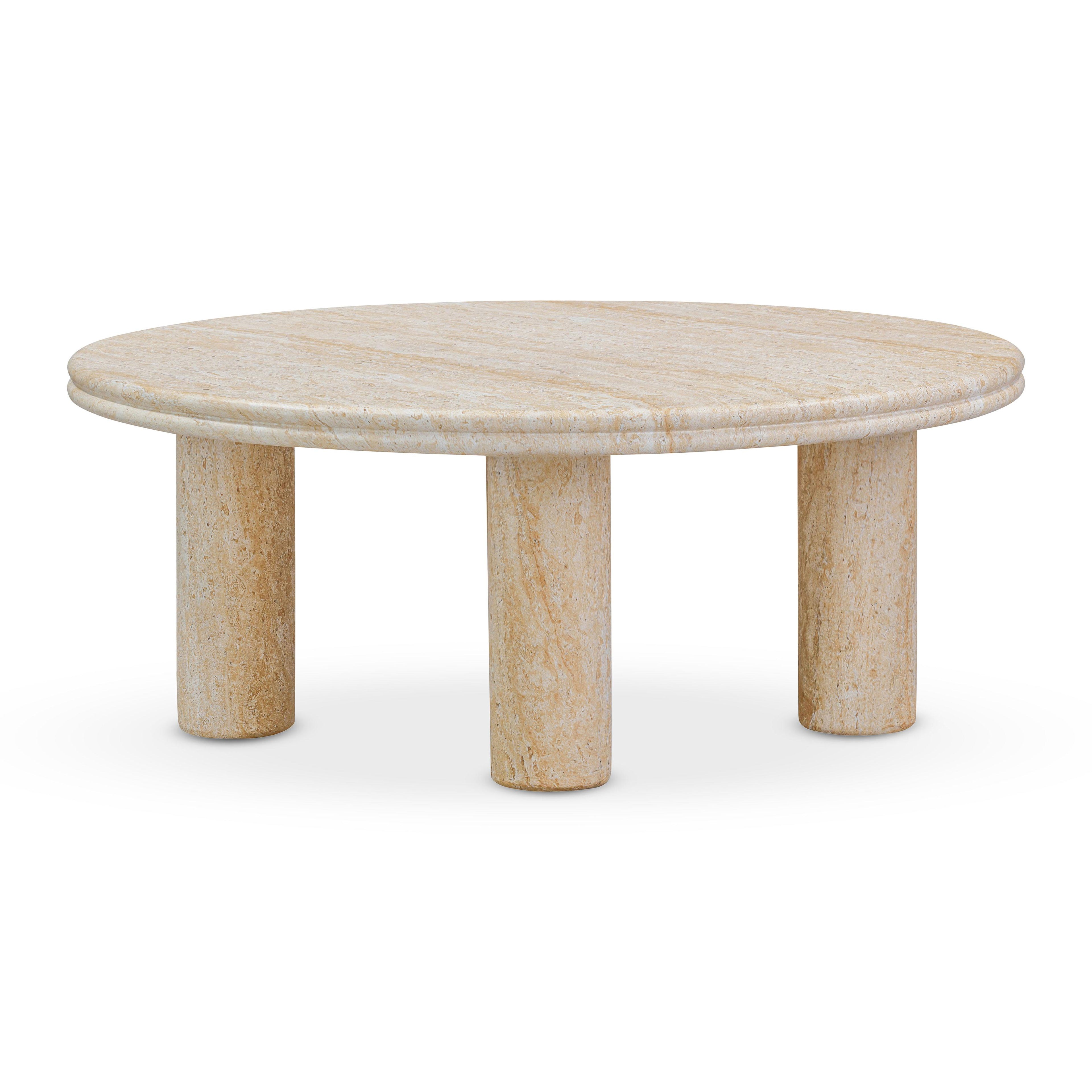 Amora Faux Travertine Indoor/Outdoor Round Accent Table (26-32)