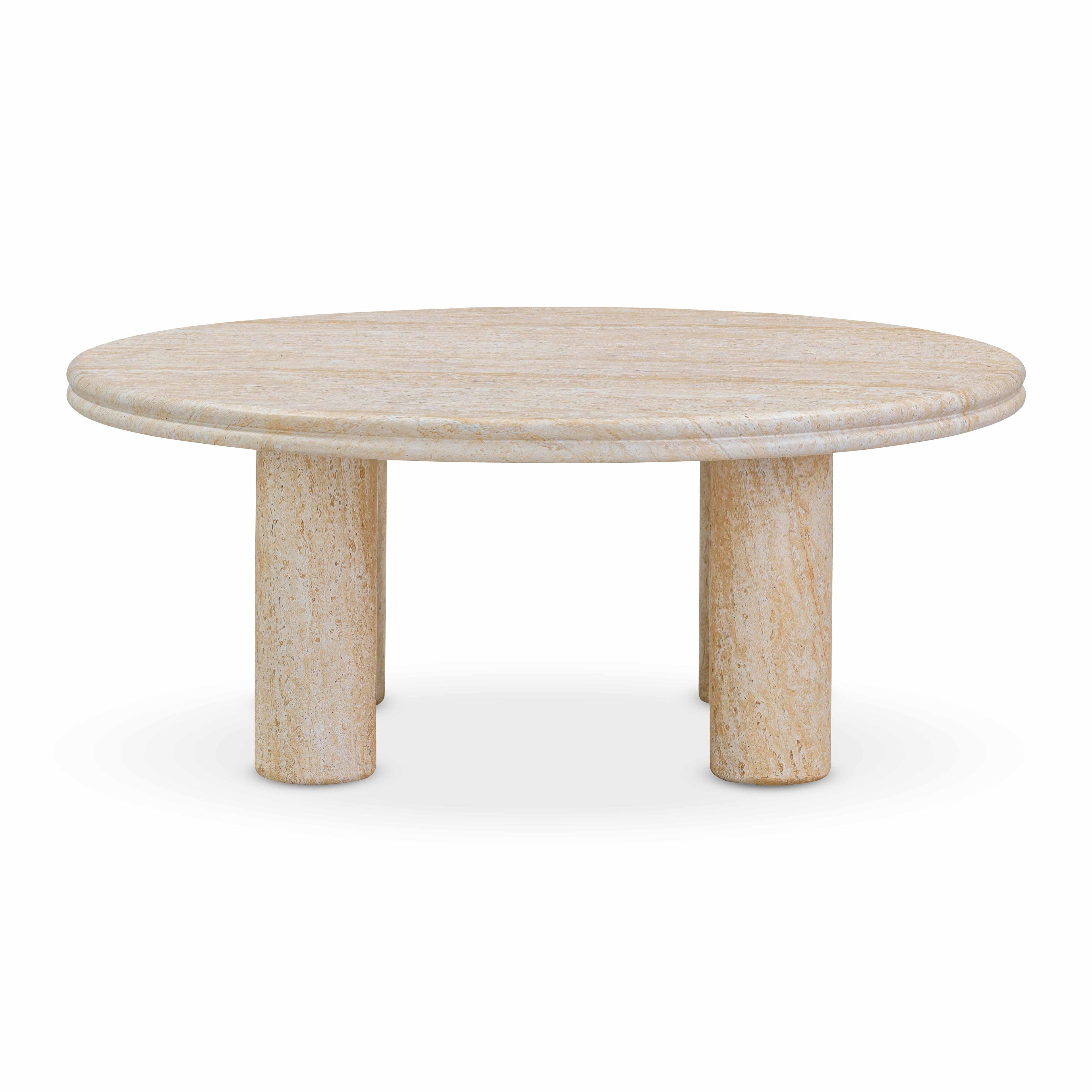 Amora Faux Travertine Indoor/Outdoor Round Accent Table (26-32)