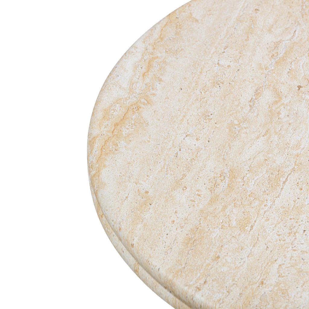 Amora Faux Travertine Indoor/Outdoor Round Accent Table (26-32)
