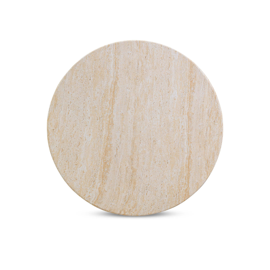 Amora Faux Travertine Indoor/Outdoor Round Accent Table (26-32)
