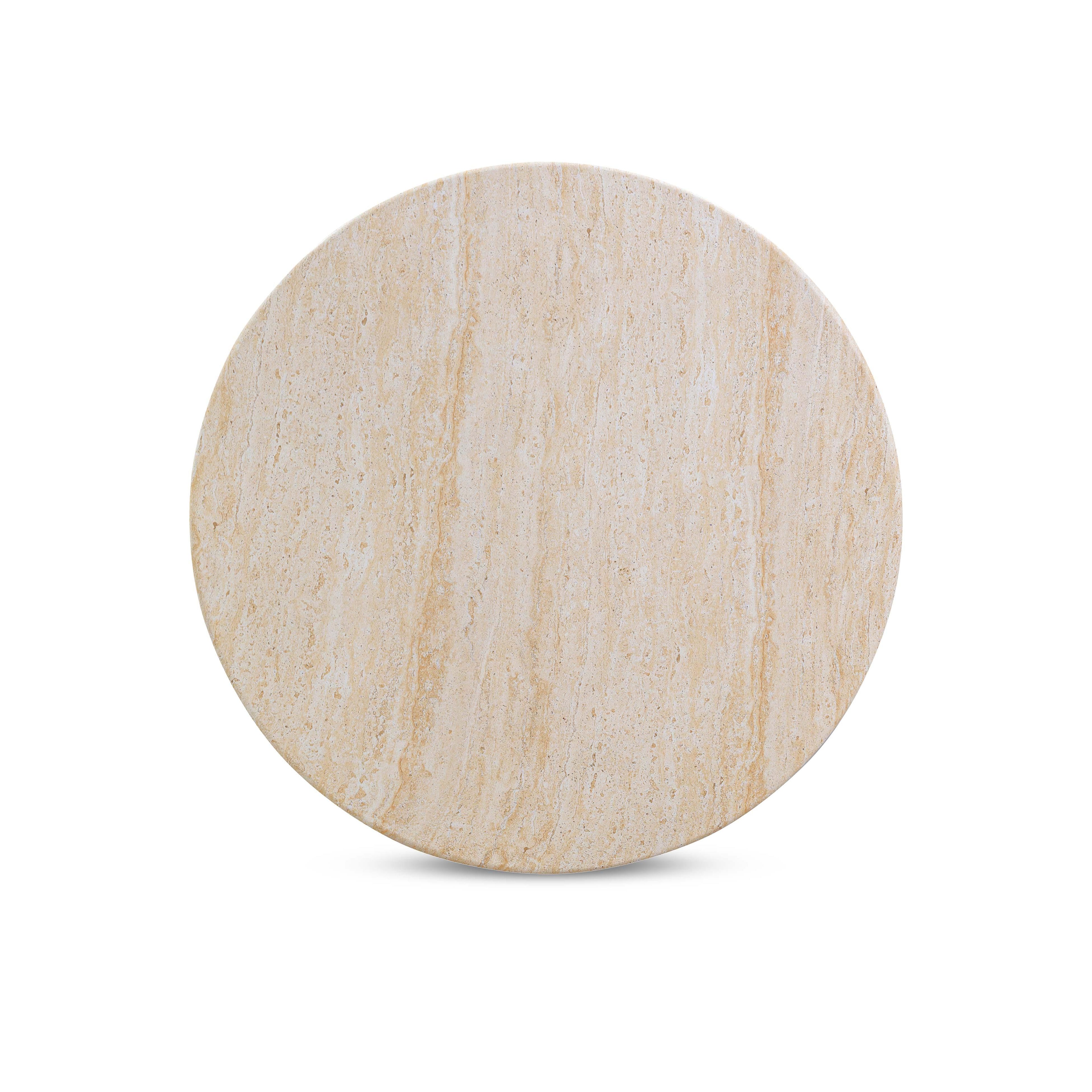 Amora Faux Travertine Indoor/Outdoor Round Accent Table (26-32)