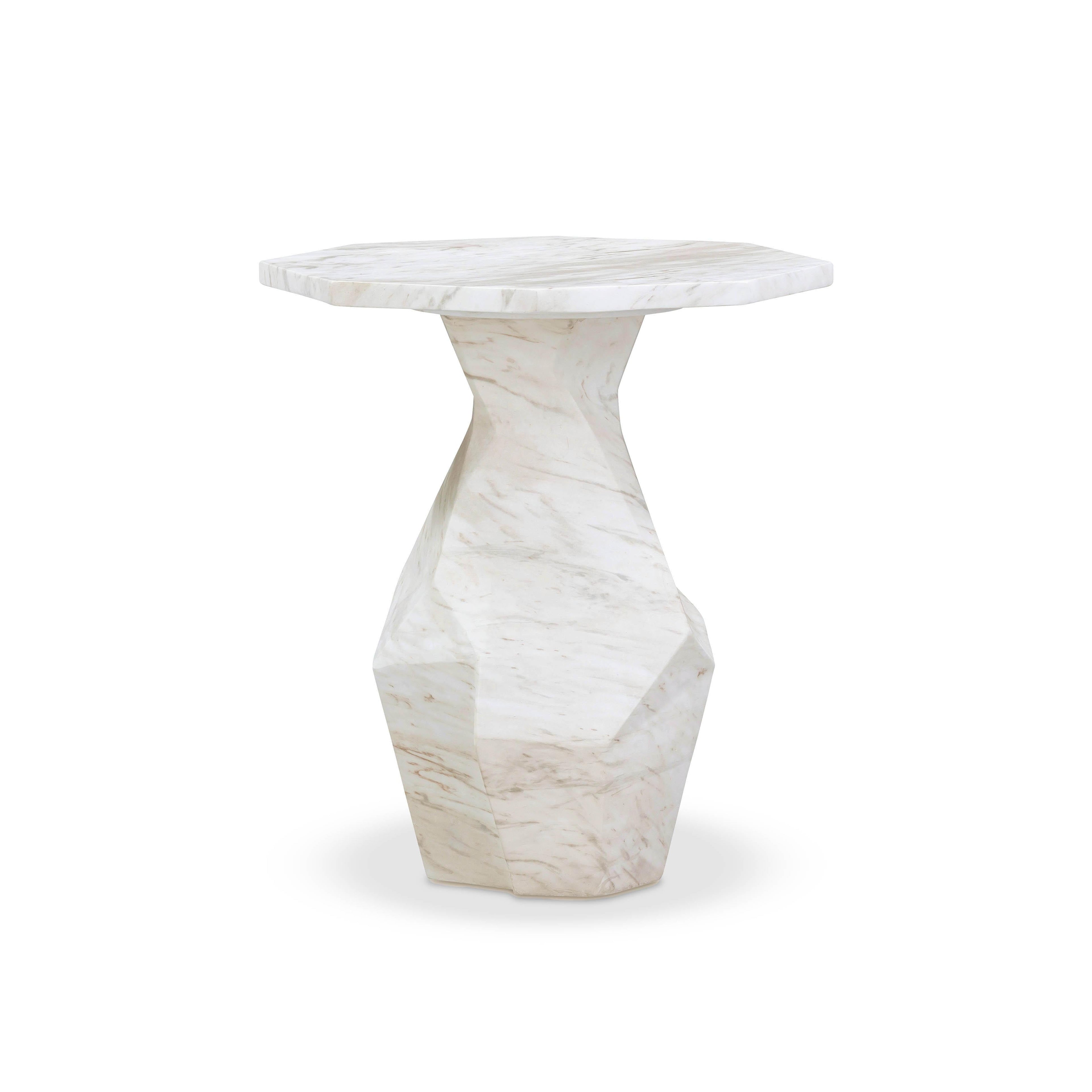 Esme Faux Marble Indoor / Outdoor Round Side Table