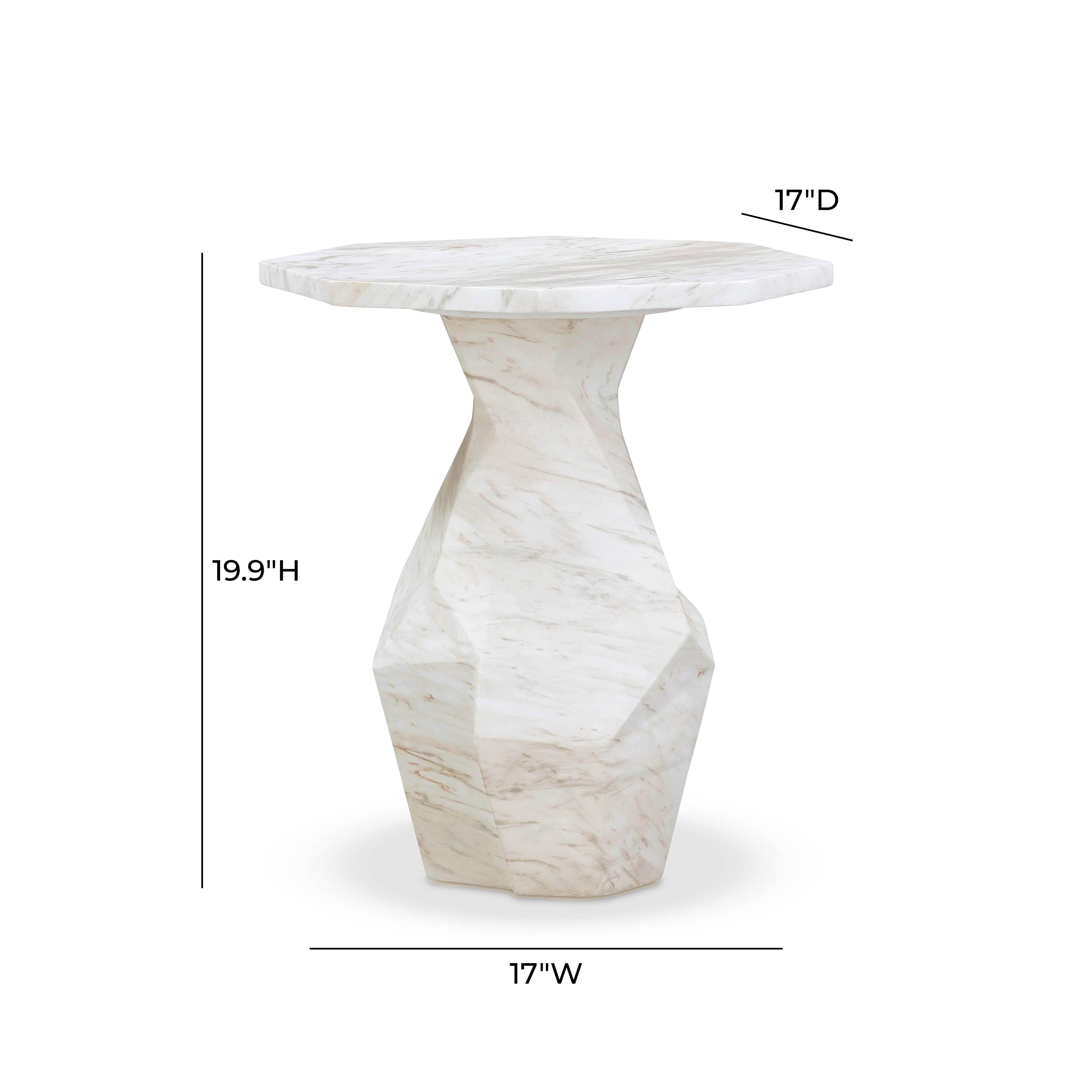 Esme Faux Marble Indoor / Outdoor Round Side Table