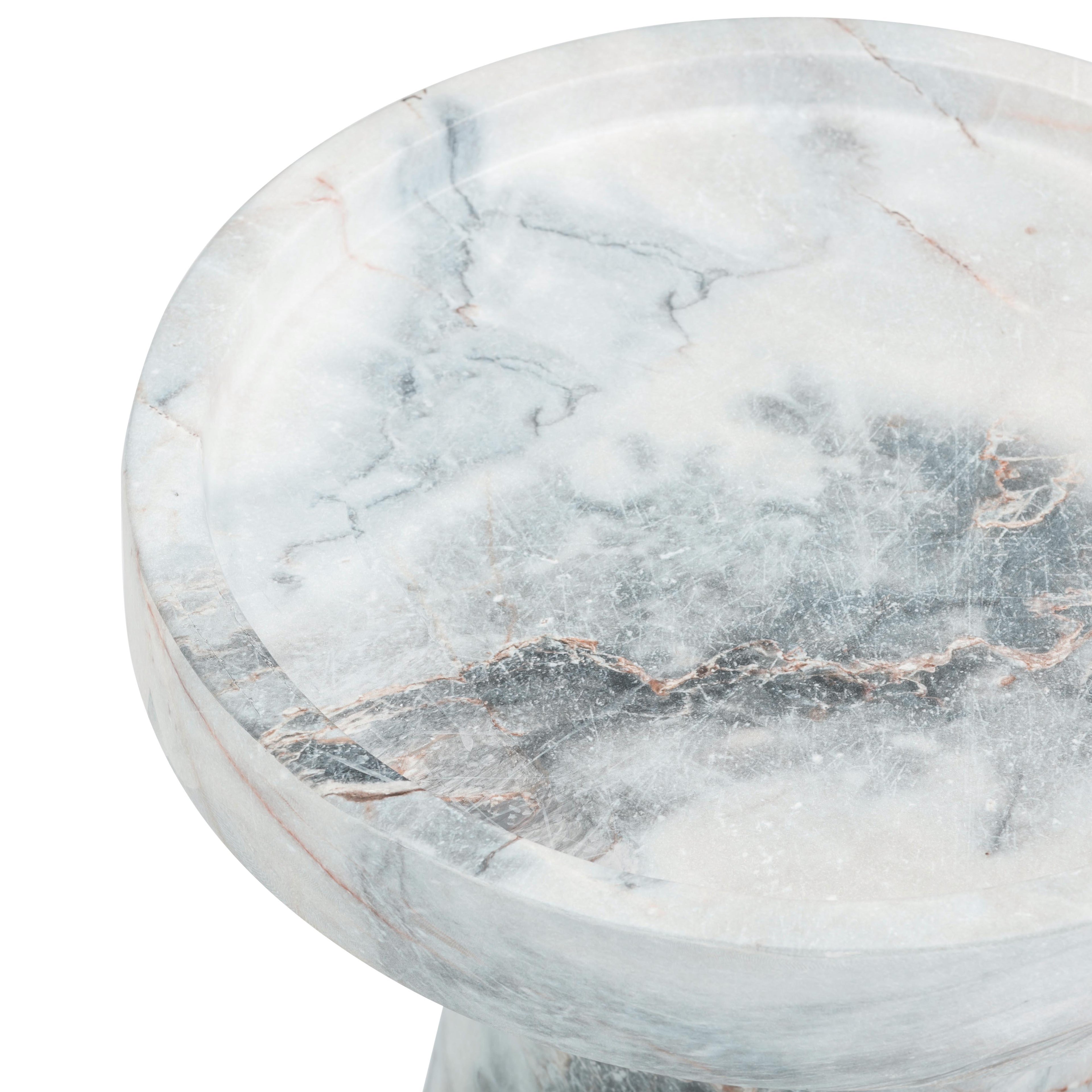 Zara Faux Aegean Marble Indoor/Outdoor Side Table
