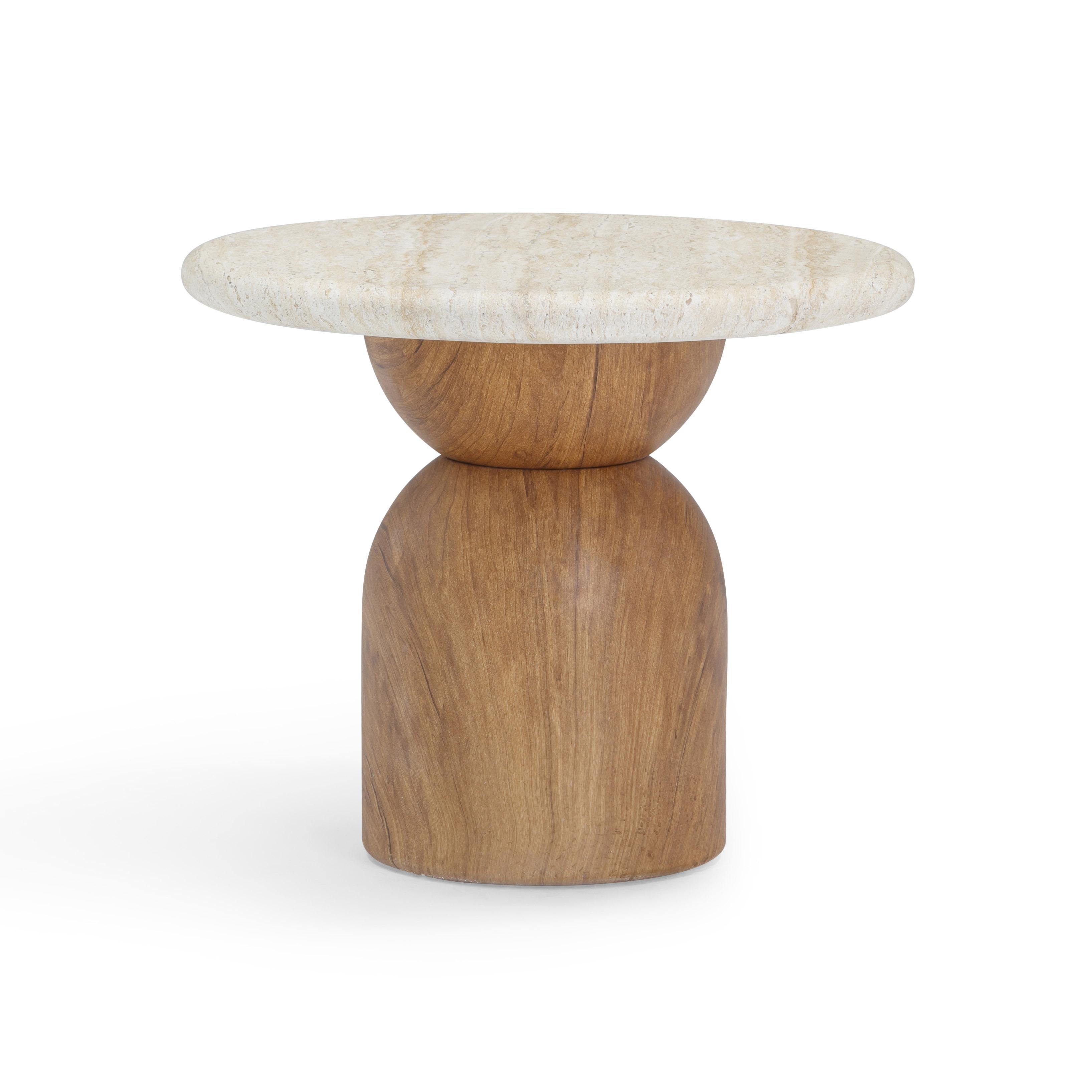Cynthia Faux Travertine Concrete Indoor/Outdoor Side Table