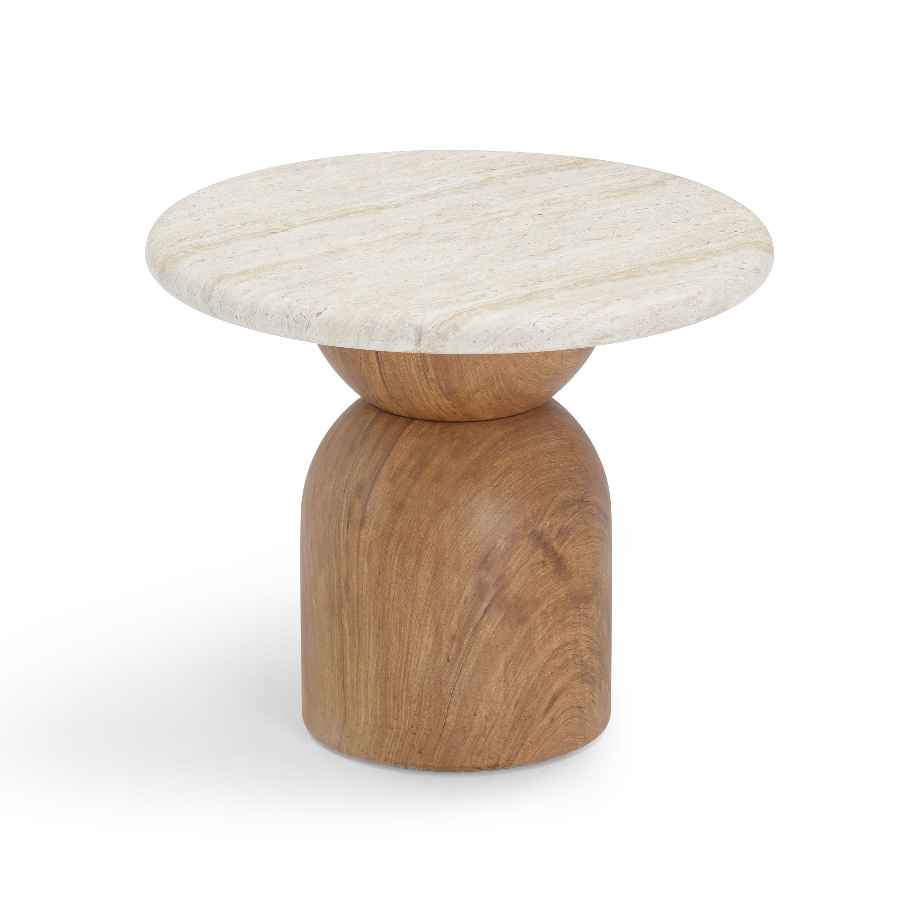 Cynthia Faux Travertine Concrete Indoor/Outdoor Side Table