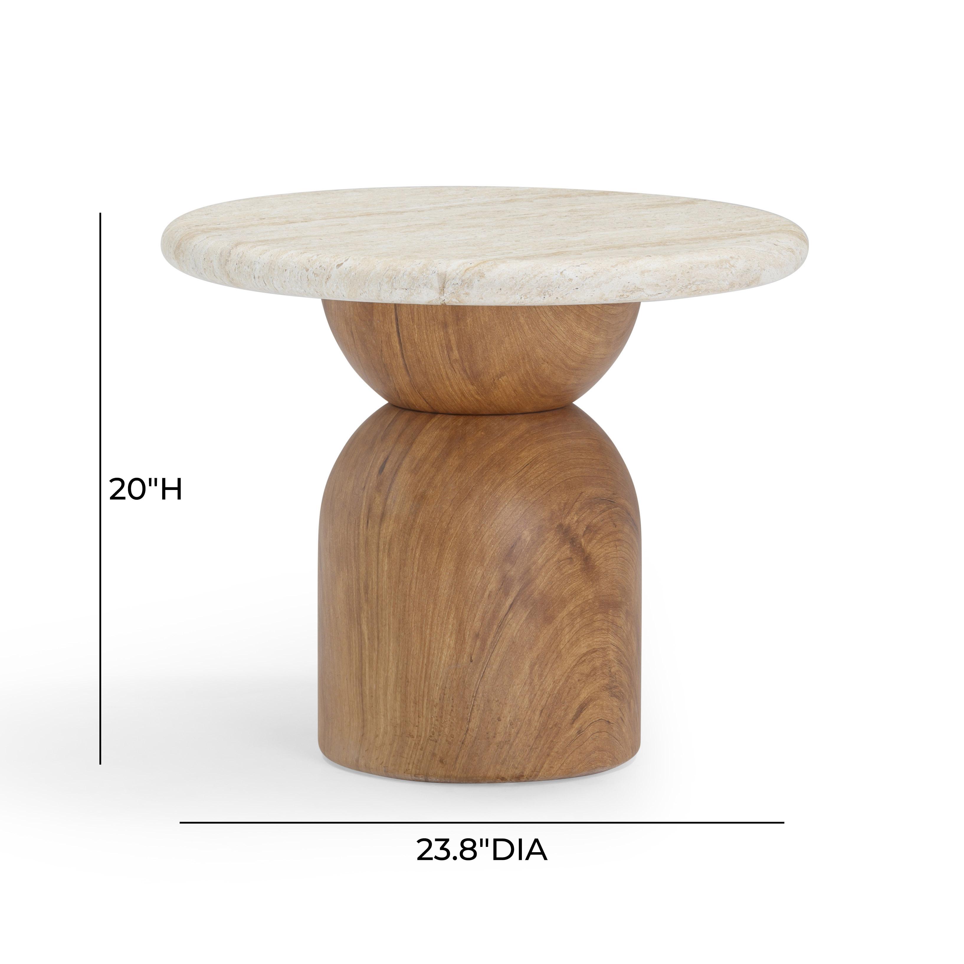 Cynthia Faux Travertine Concrete Indoor/Outdoor Side Table