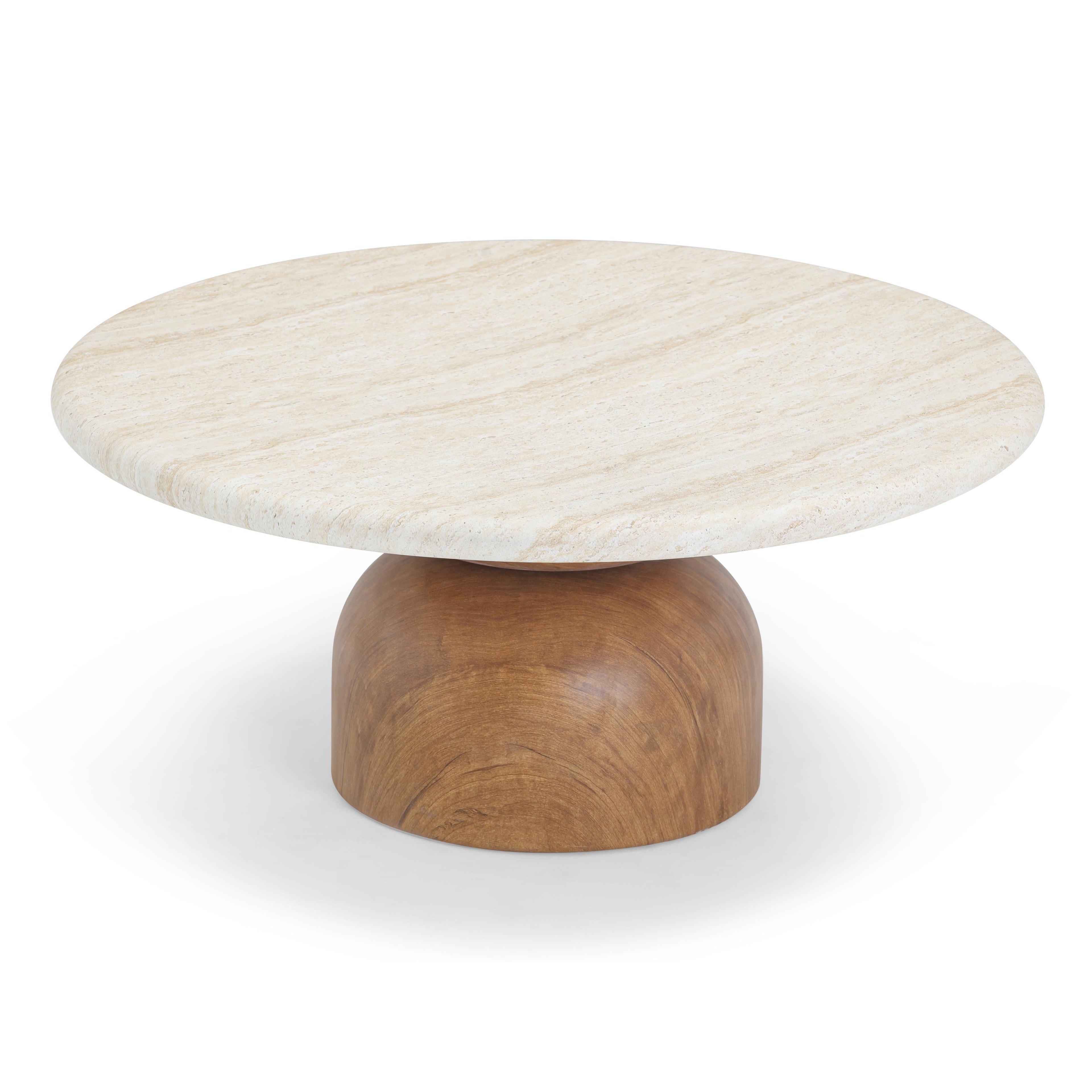 Cynthia 36 Faux Travertine Concrete Indoor/Outdoor Coffee Table